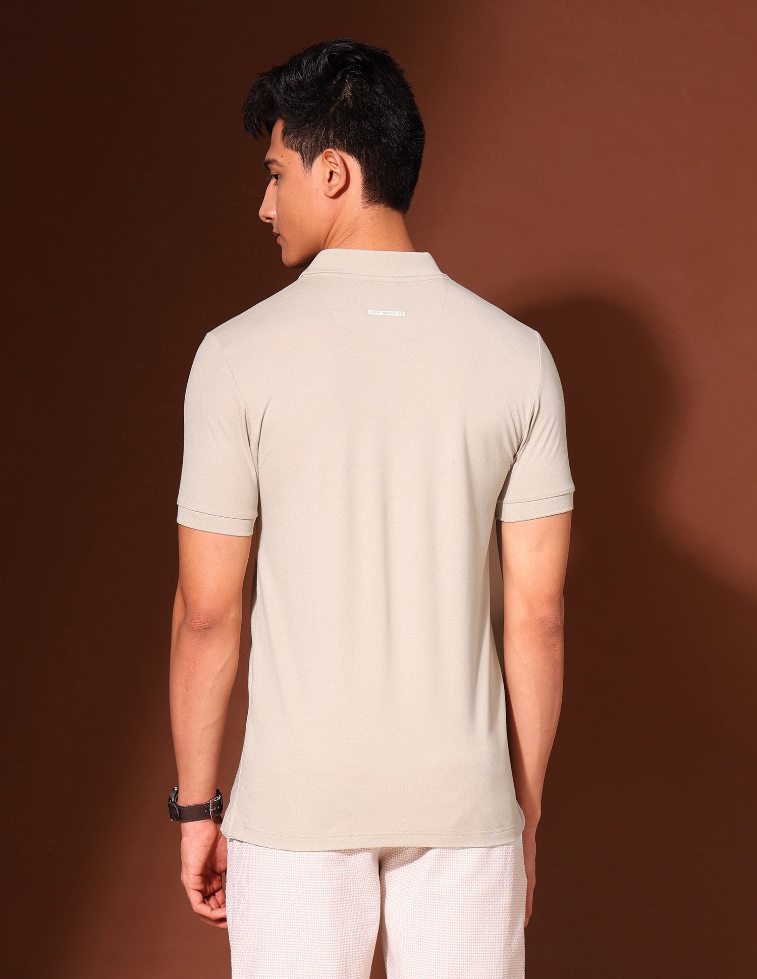 Brand Printed Work And Wander Polo Shirt Beige - U.S. Polo Assn. India | Large
