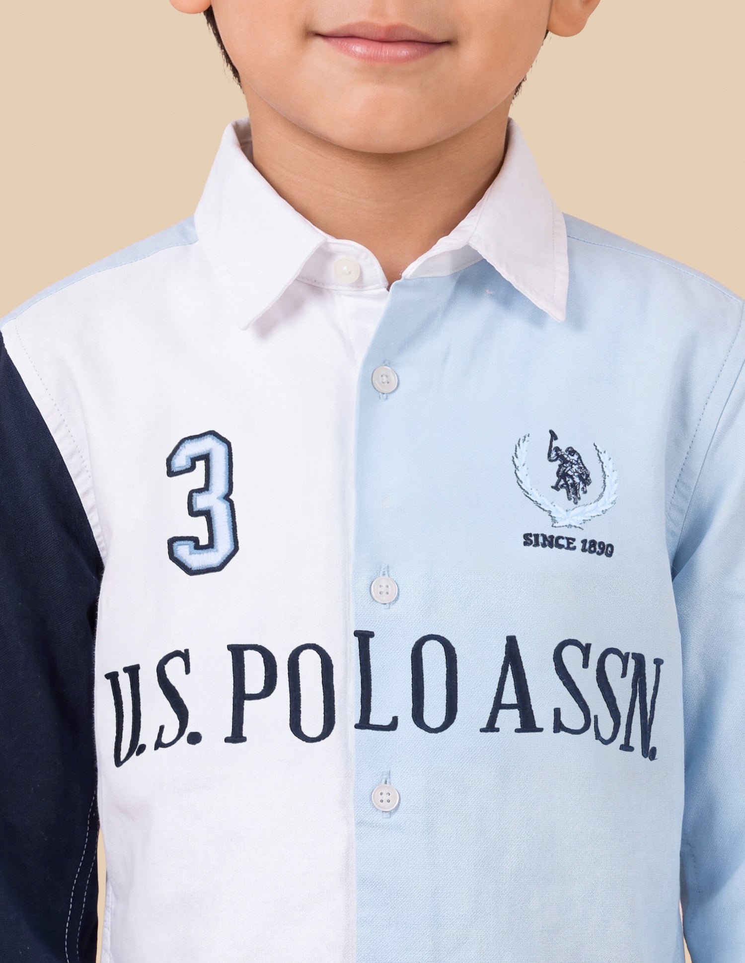 Brand Embroidered Oxford Shirt Light Blue - U.S. Polo Assn. India | Large