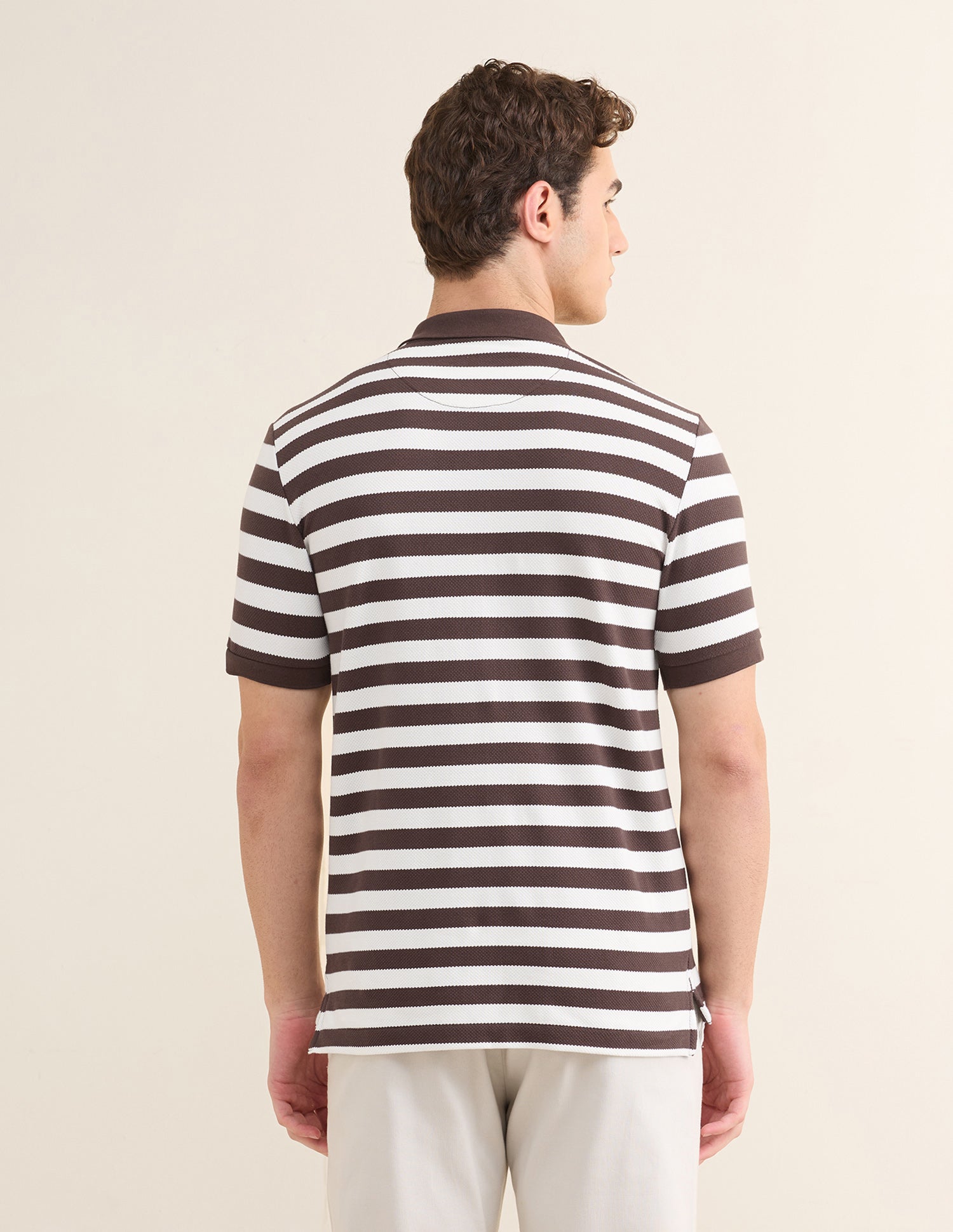 Horizontal Striped Slim Fit Polo Shirt Dark Brown - U.S. Polo Assn. India | Large