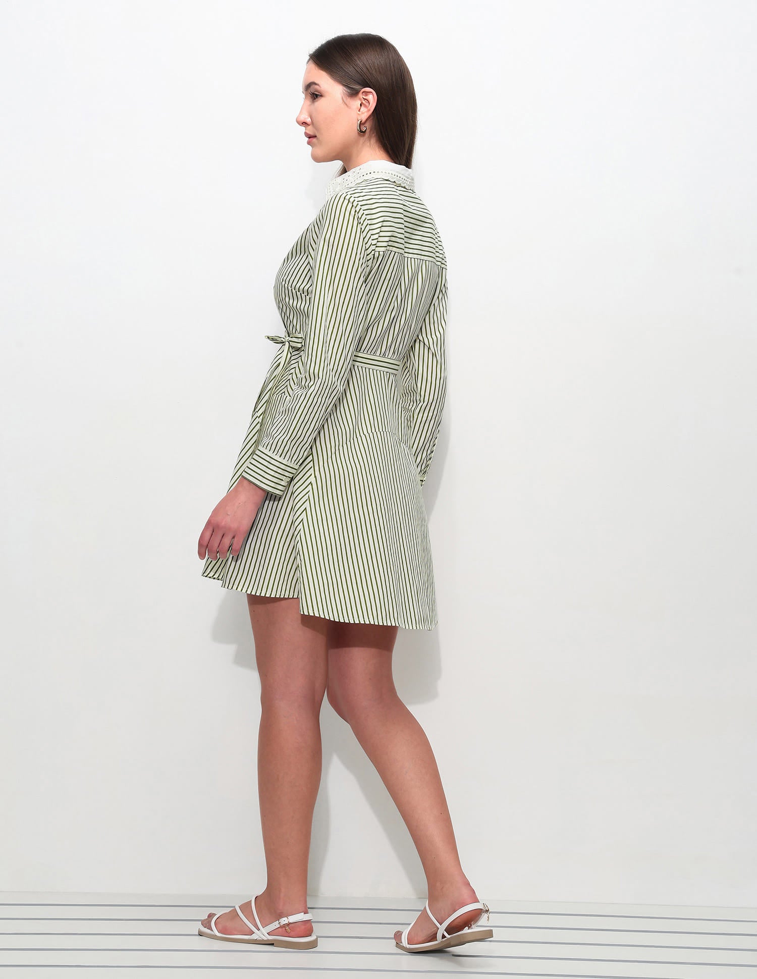 Vertical Striped Shirt Dress Olive - U.S. Polo Assn. India | Large