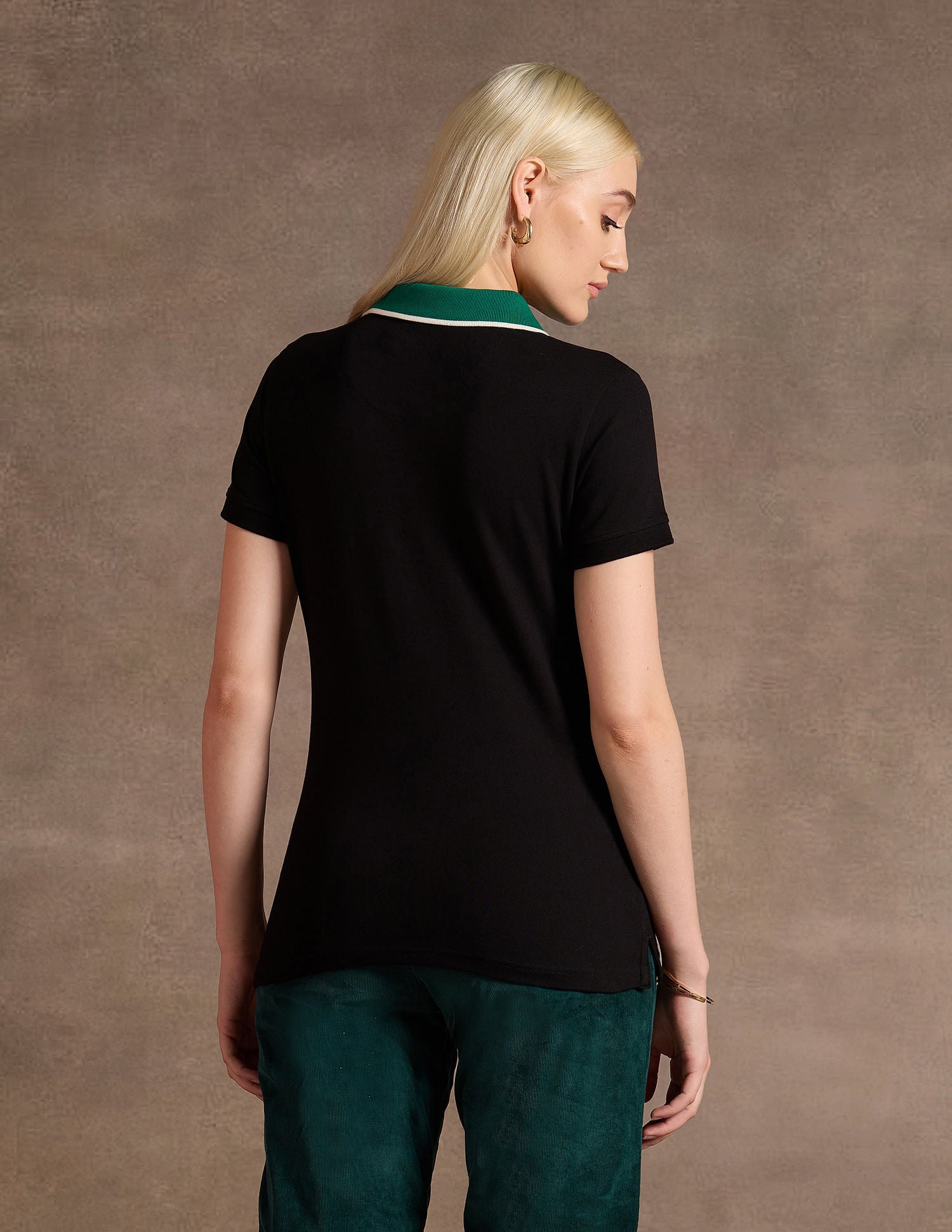 Contrast Collar Cotton Polo Shirt Black - U.S. POLO ASSN. | Large