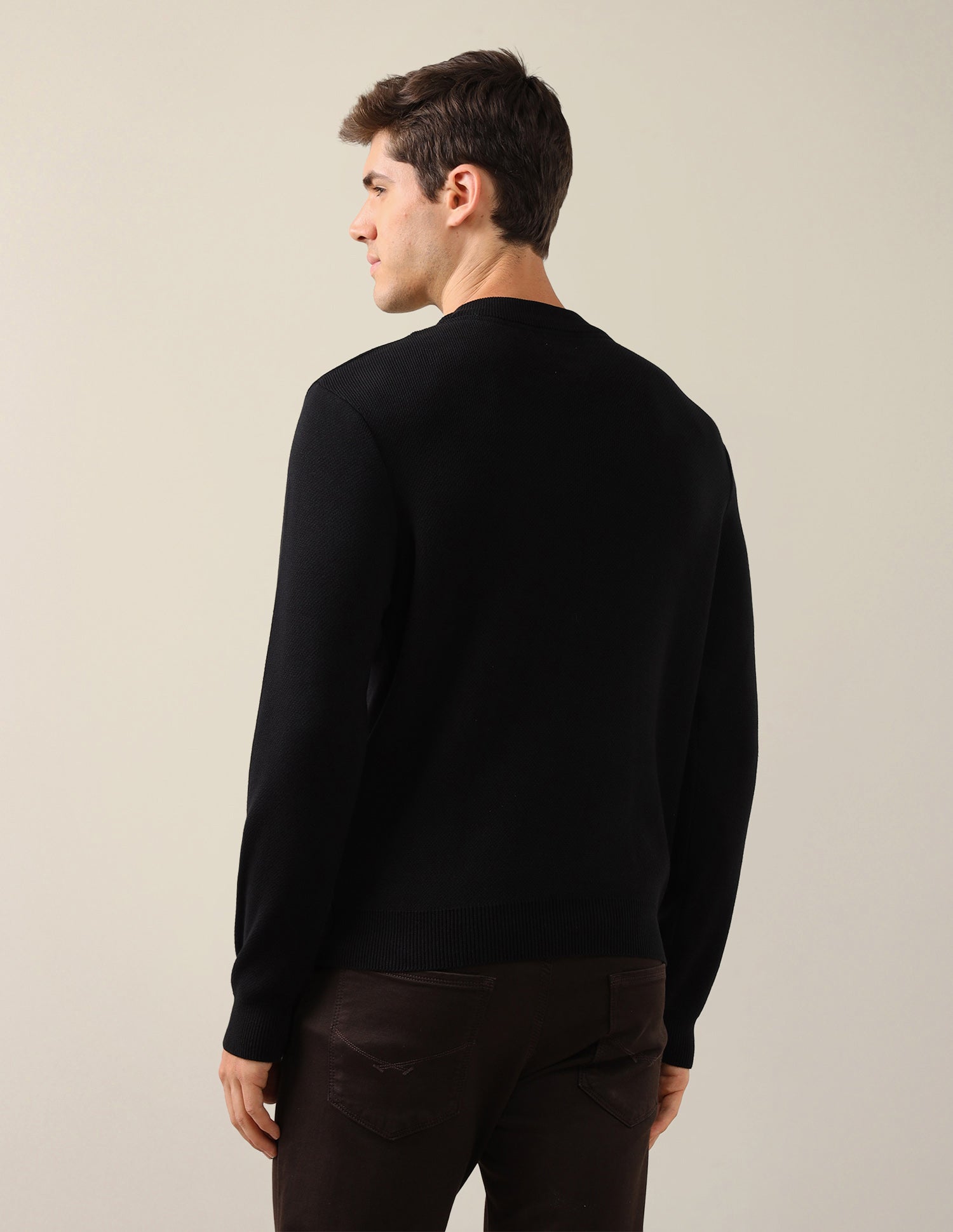 Solid Regular Fit Sweater Black - U.S. Polo Assn. India | Large