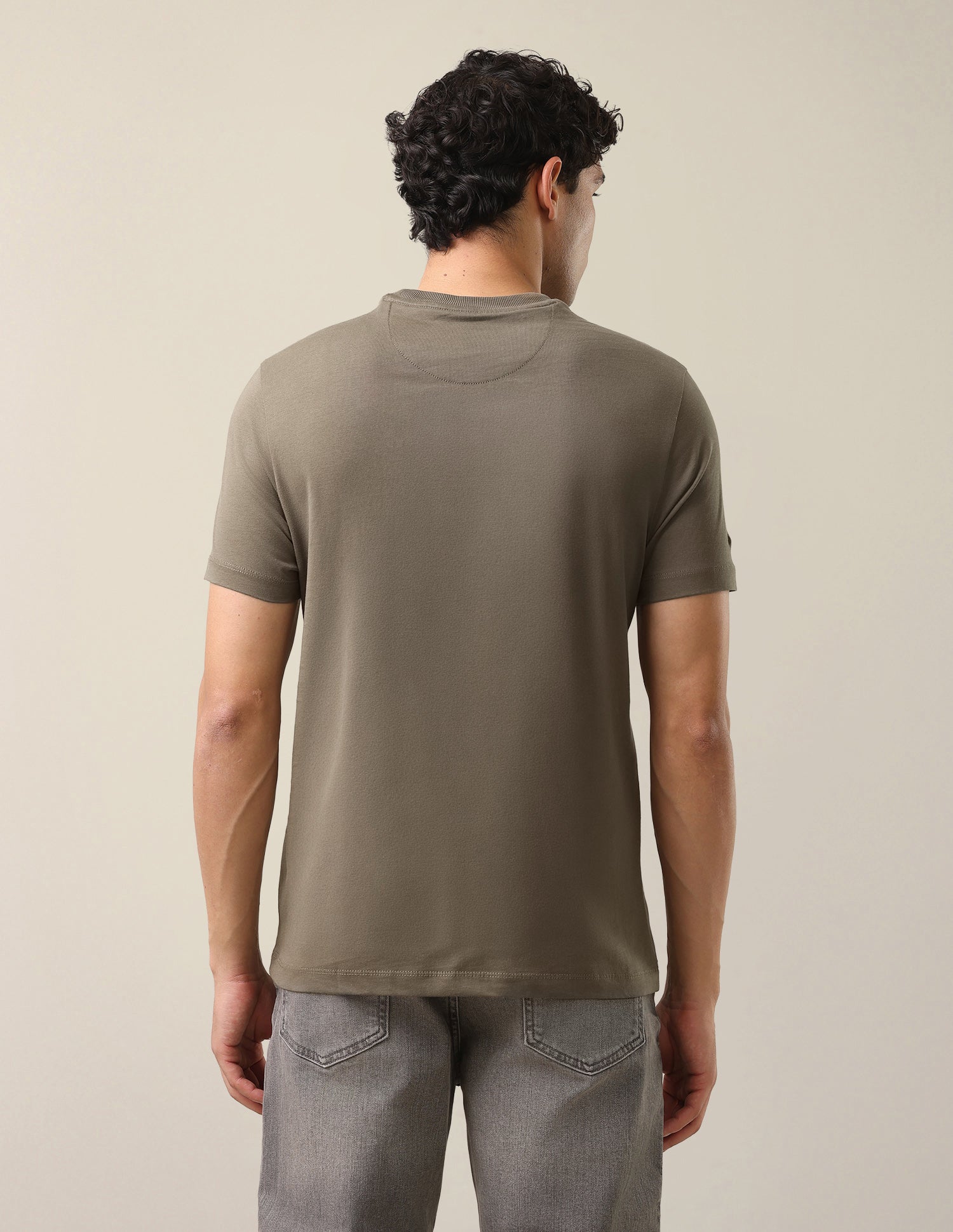 Camouflage Brand Printed Slim Fit T-Shirt Olive - U.S. Polo Assn. India | Large