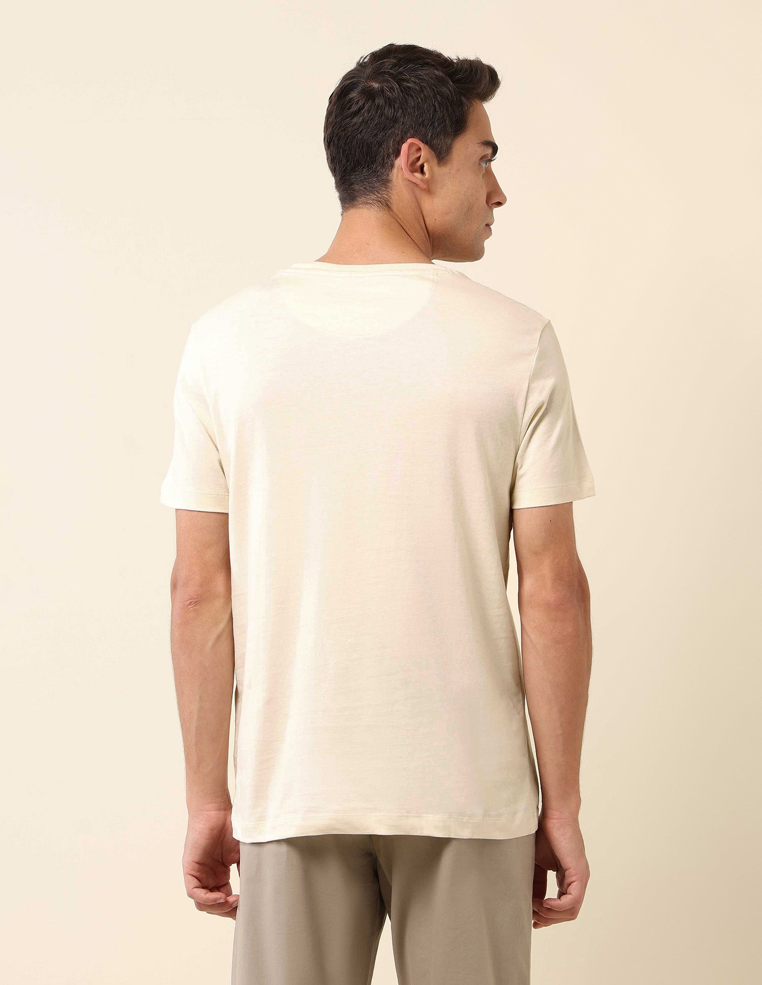 Pure Cotton Slim Fit T- Shirt Off-White - U.S. Polo Assn. India | Large
