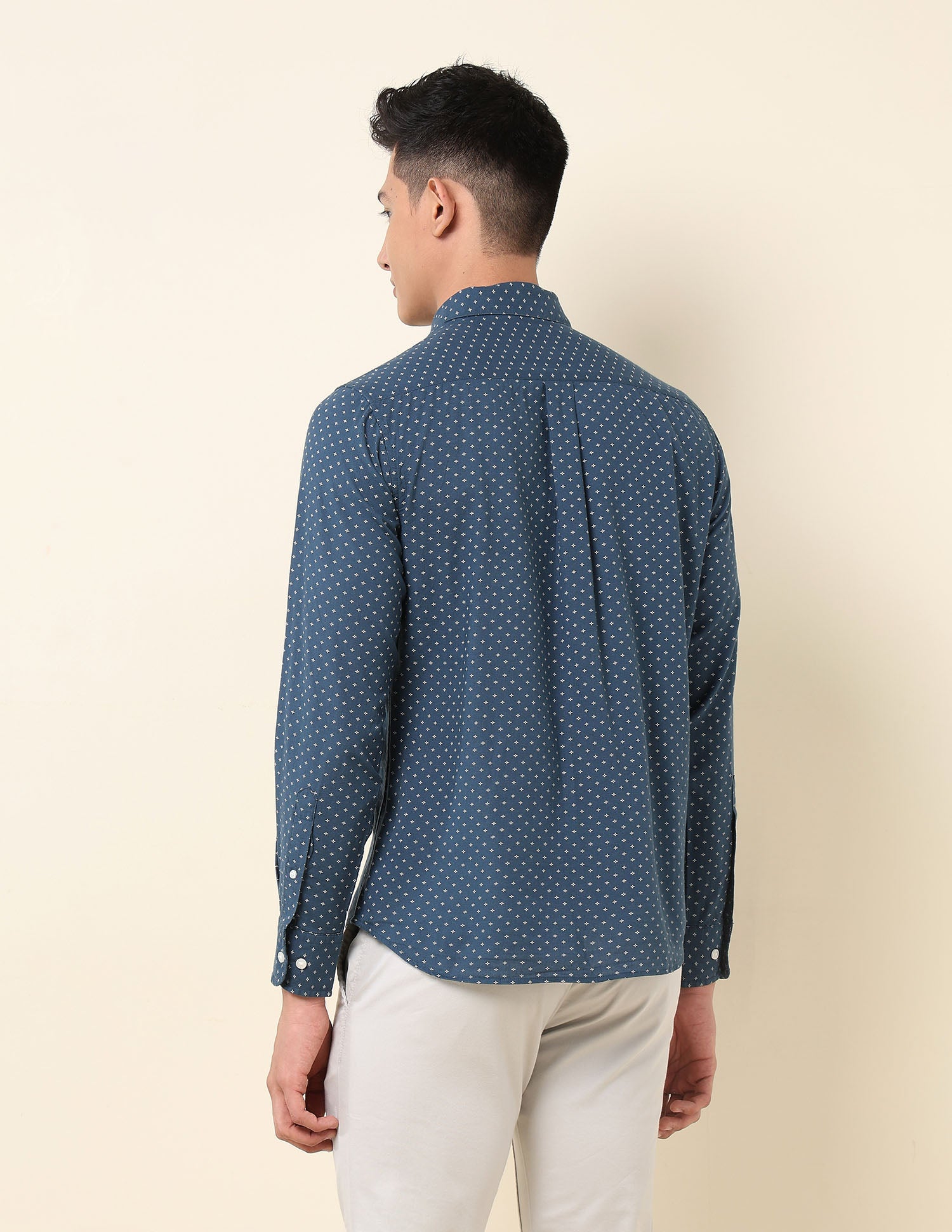 Pure Cotton Geometric Printed Shirt Teal - U.S. Polo Assn. India | Large