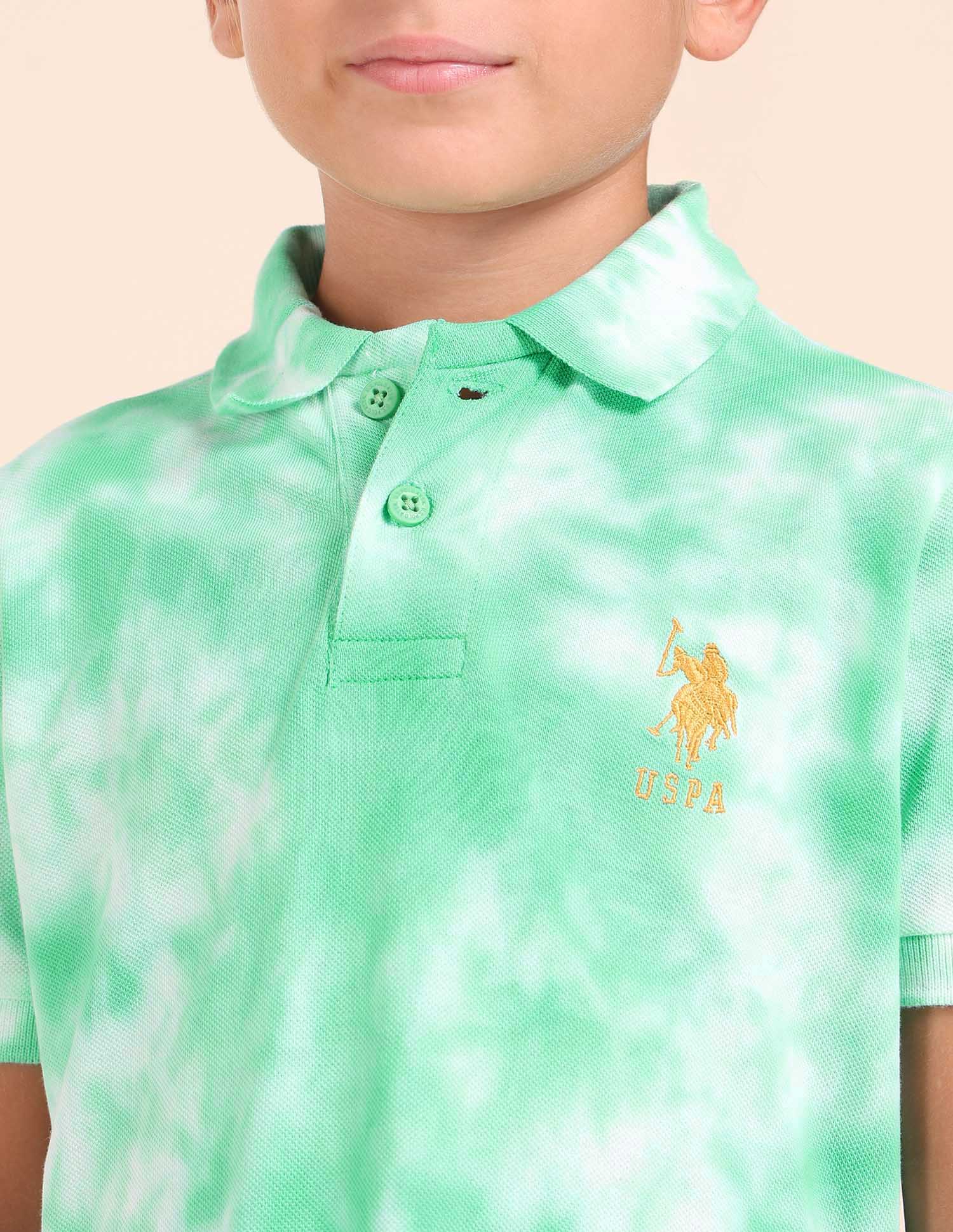 Boys All Over Printed Regular Fit Polo Shirt Dark Green - U.S. POLO ASSN. | Large