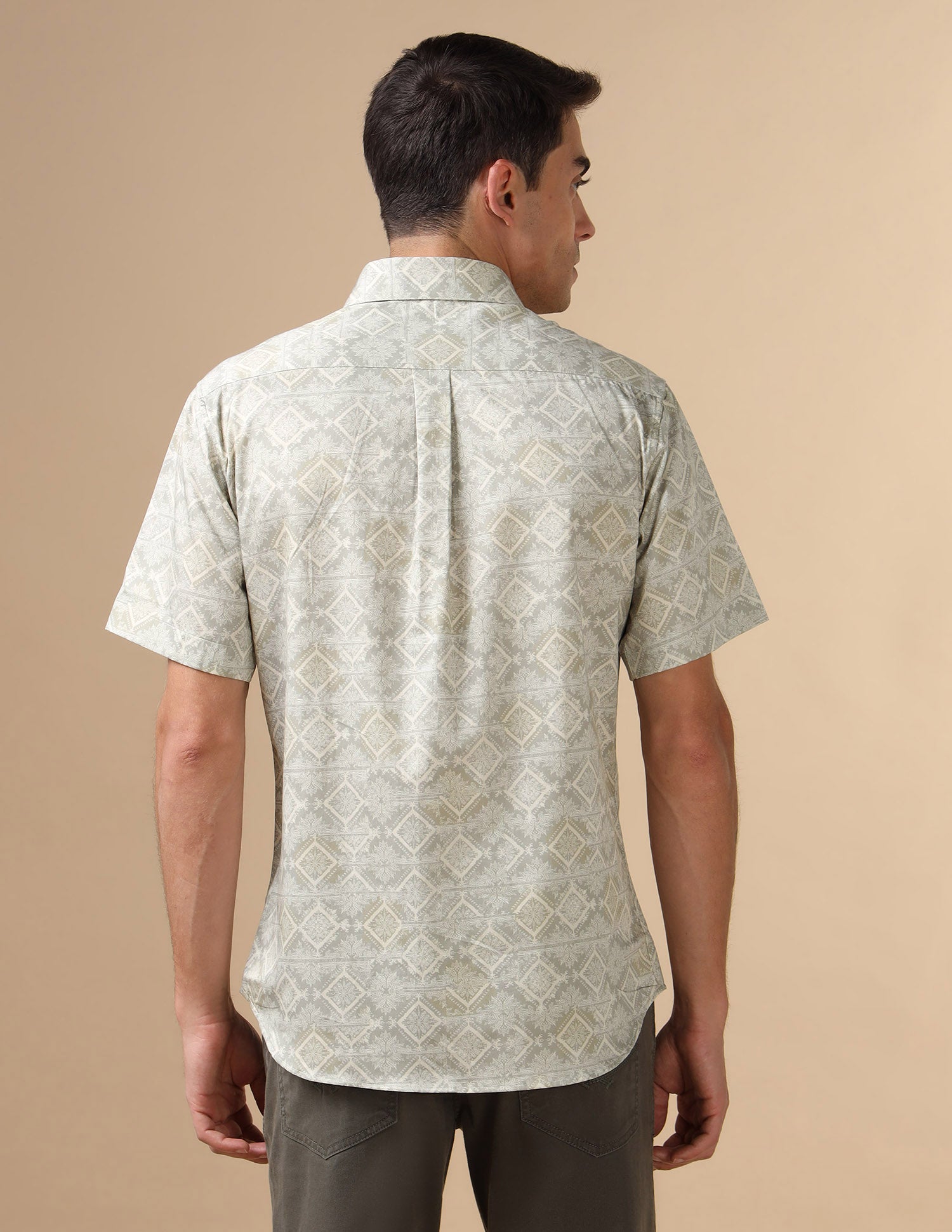 All Over Printed Satin Shirt Light Green - U.S. POLO ASSN. | Large