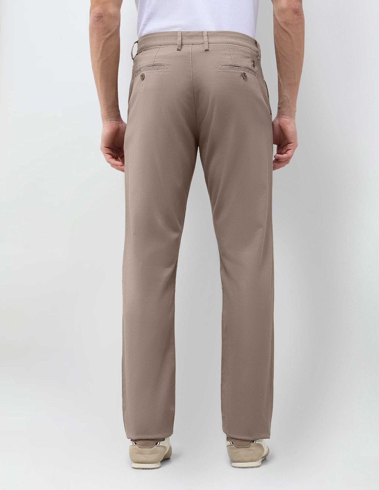 Riley Straight Fit Dobby Trousers Taupe Brown - U.S. Polo Assn. India | Large