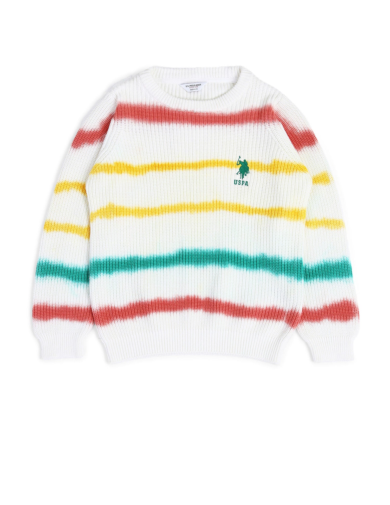 Boys Dyed Striped Sweater White - U.S. POLO ASSN. | Large