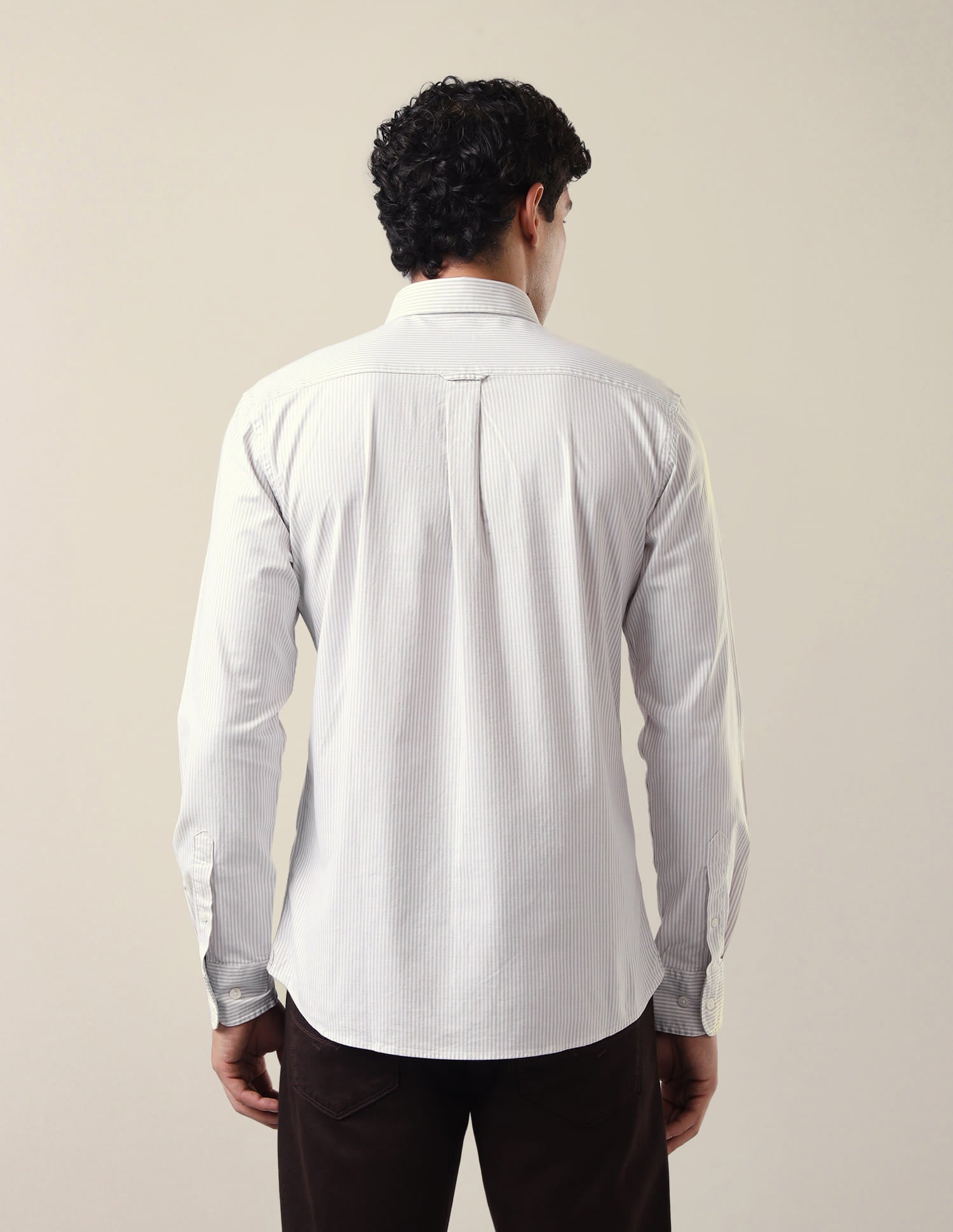 Vertical Striped Regular Fit Shirt Beige - U.S. Polo Assn. India | Large