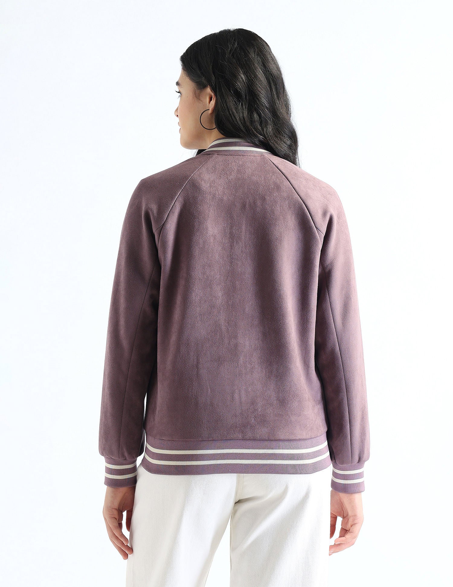 Suede Regular Fit Varsity Jacket Dark Pink - U.S. Polo Assn. India | Large