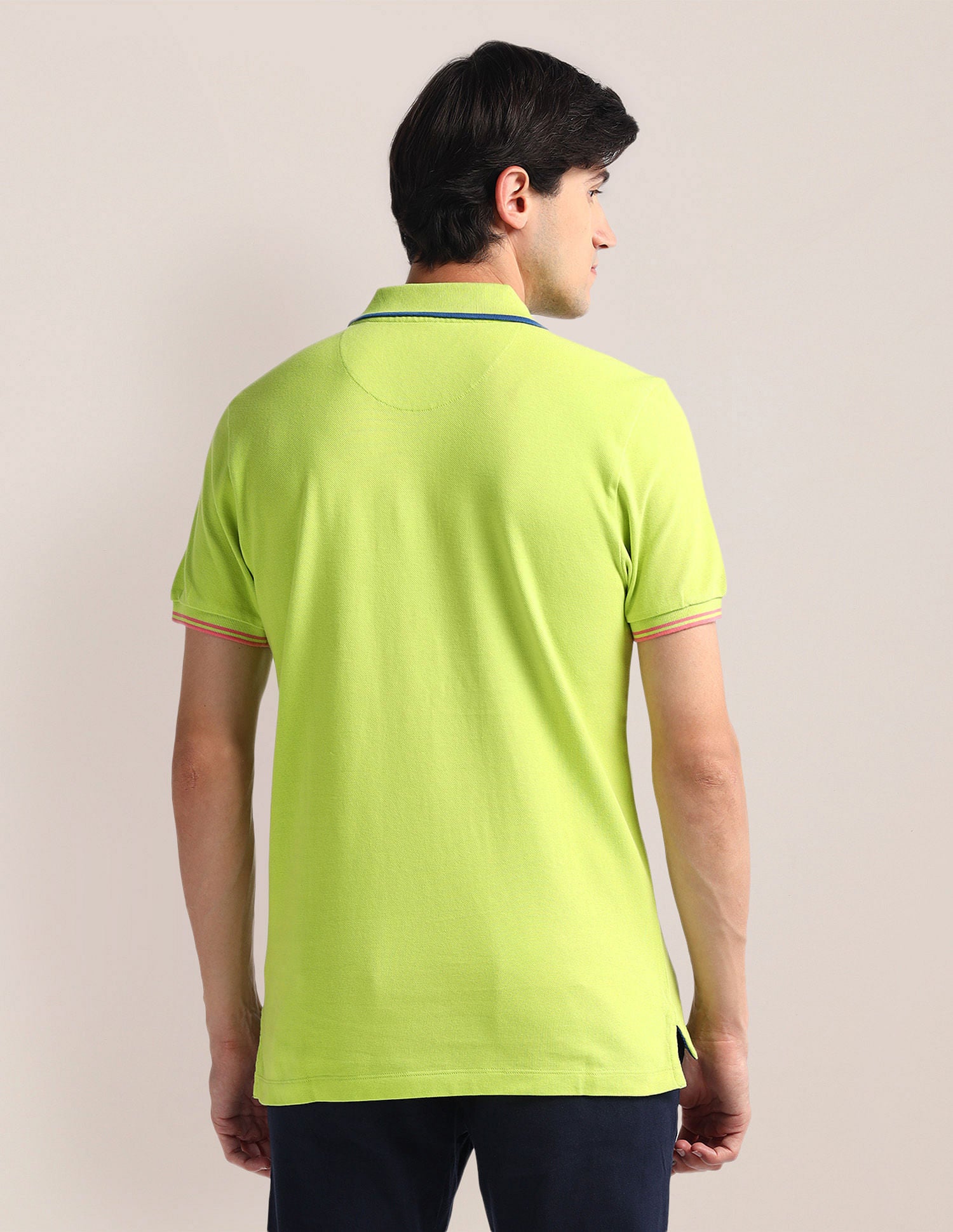 Slim Fit Solid Polo Shirt Green - U.S. Polo Assn. India | Large