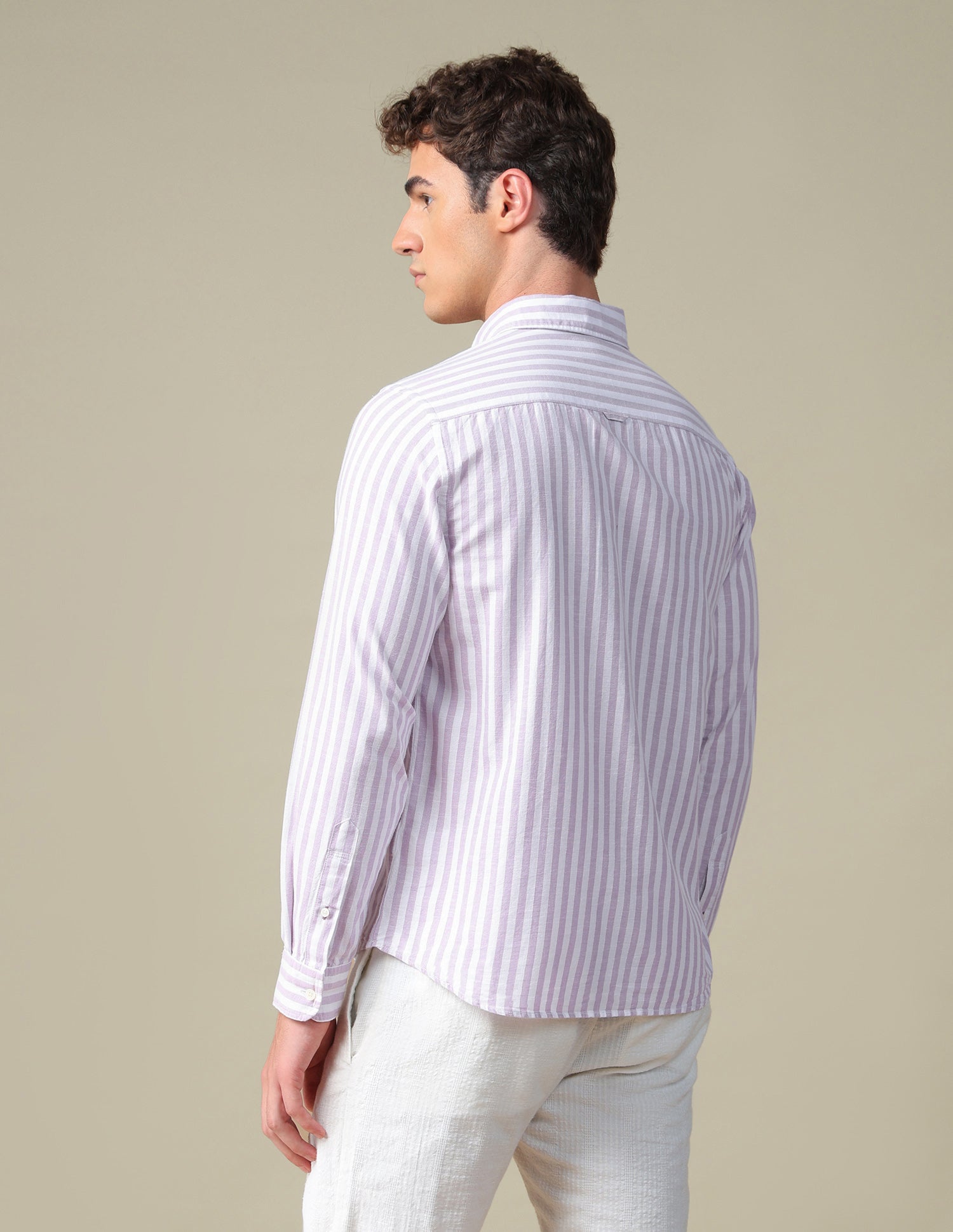 Vertical Striped Regular Fit Shirt Lavender - U.S. Polo Assn. India | Large