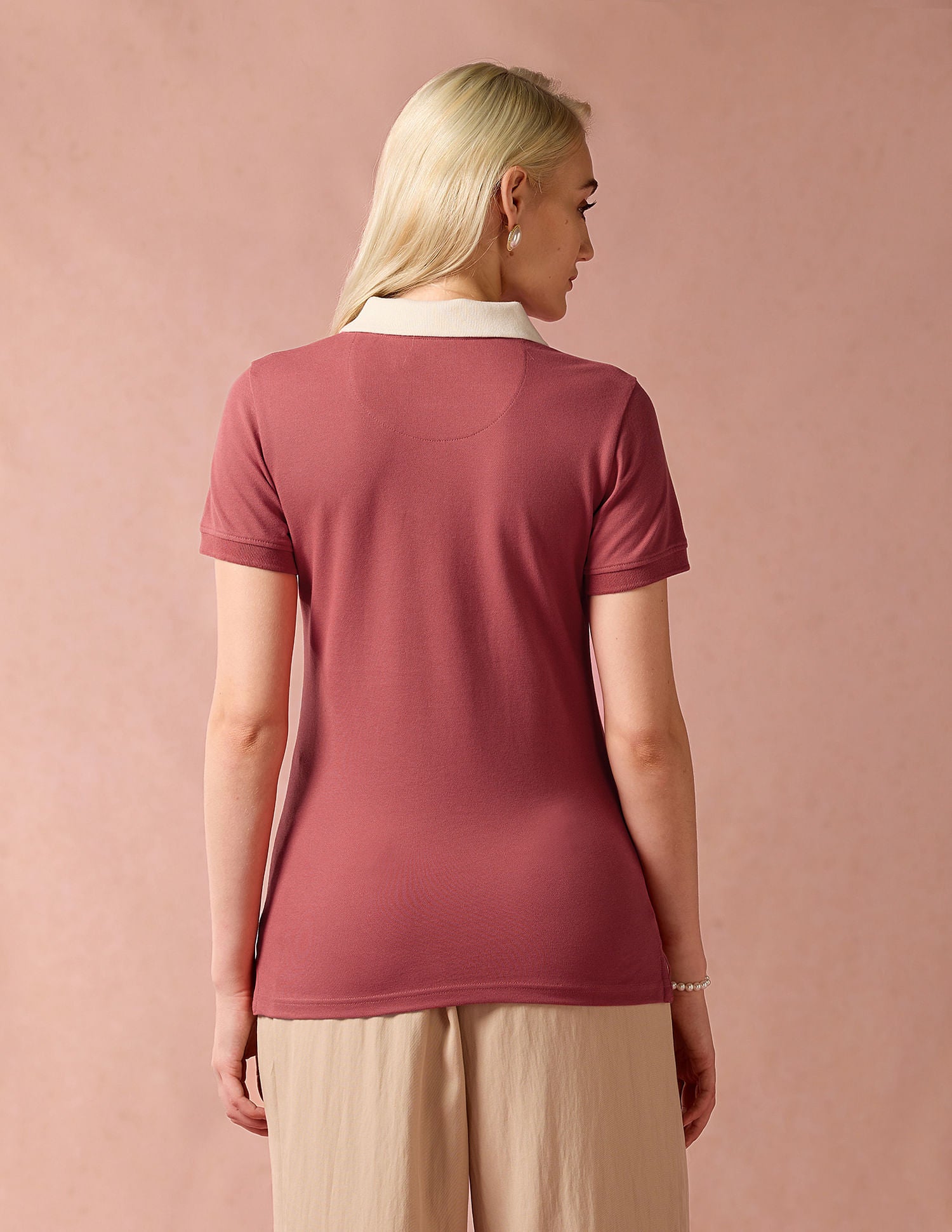 Contrast Placket Cotton Polo Shirt Coral - U.S. POLO ASSN. | Large