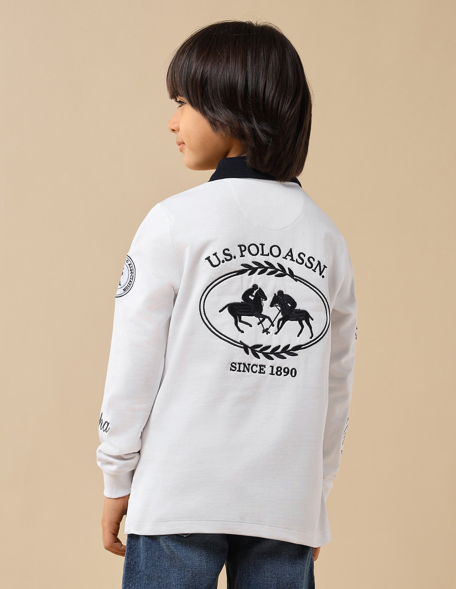 Boys Graphic Brand Embroidered Regular Fit Polo Shirt White - U.S. POLO ASSN. | Large