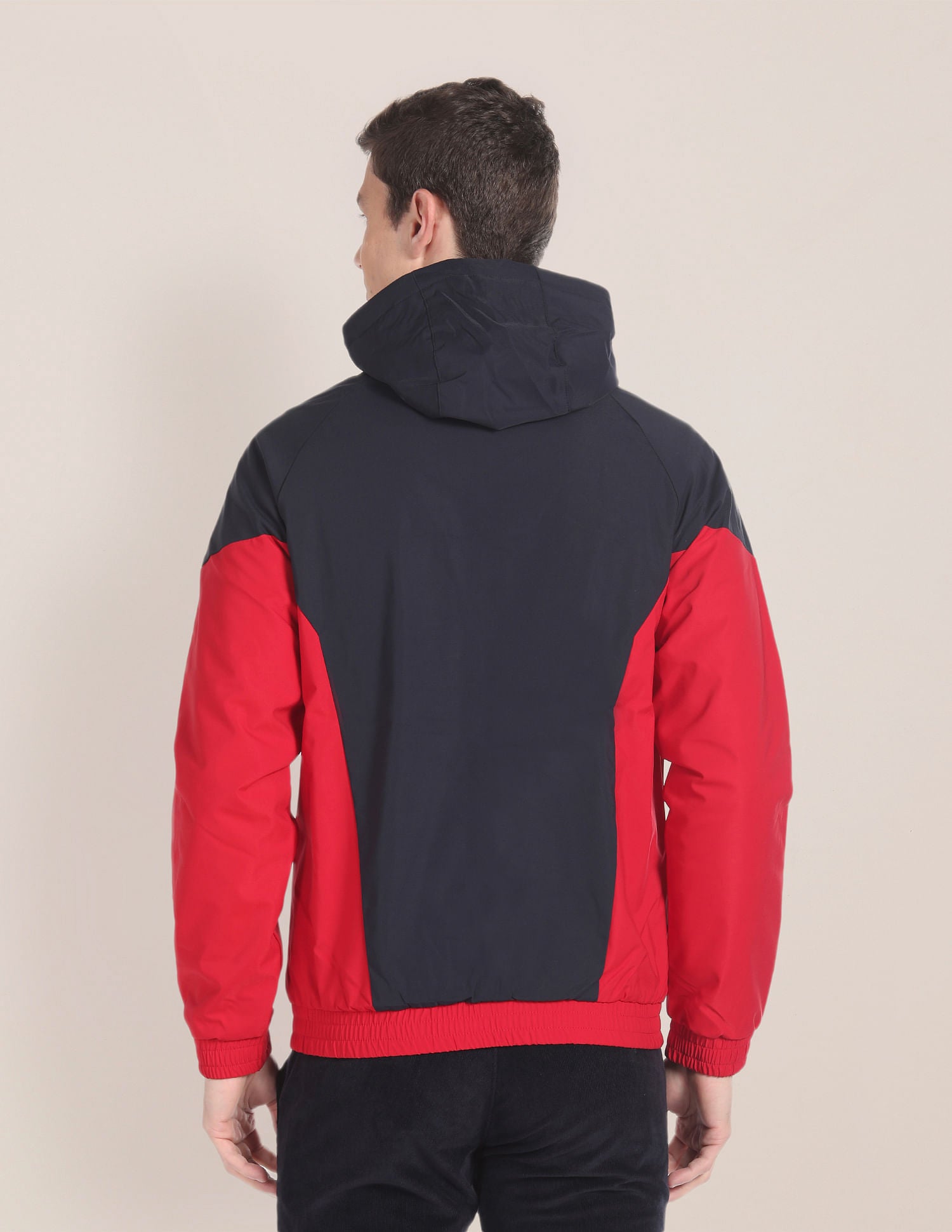 Colour Block Logo Hooded Jacket Navy and Red - U.S. POLO ASSN. | Large