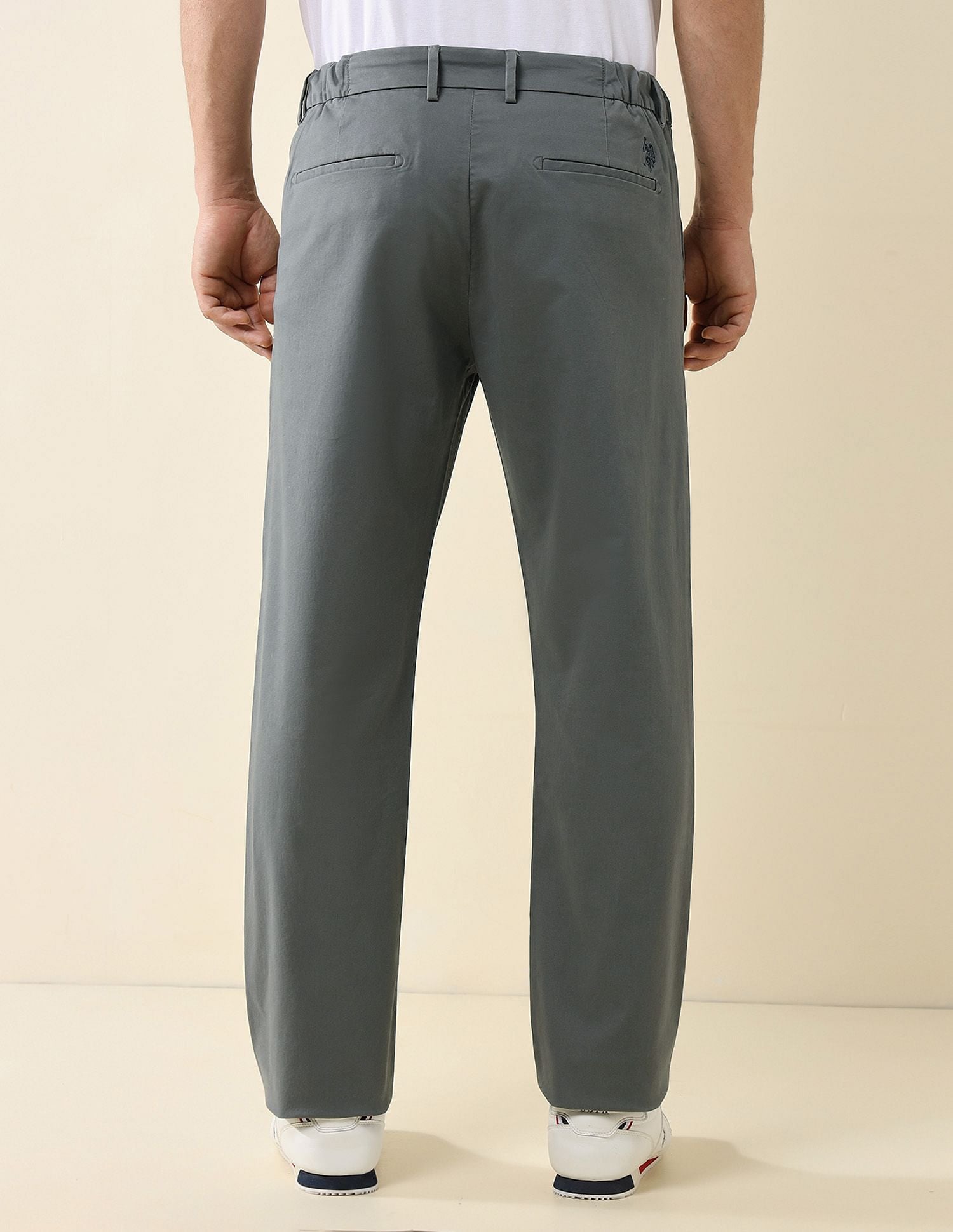 Elasticized Waist Straight Fit Trousers Light Grey - U.S. POLO ASSN. | Large