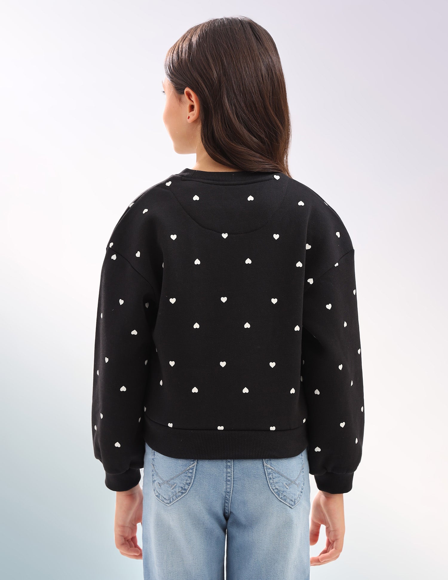 Girls Graphic Printed Regular Fit Sweatshirt Black - U.S. POLO ASSN. | Large