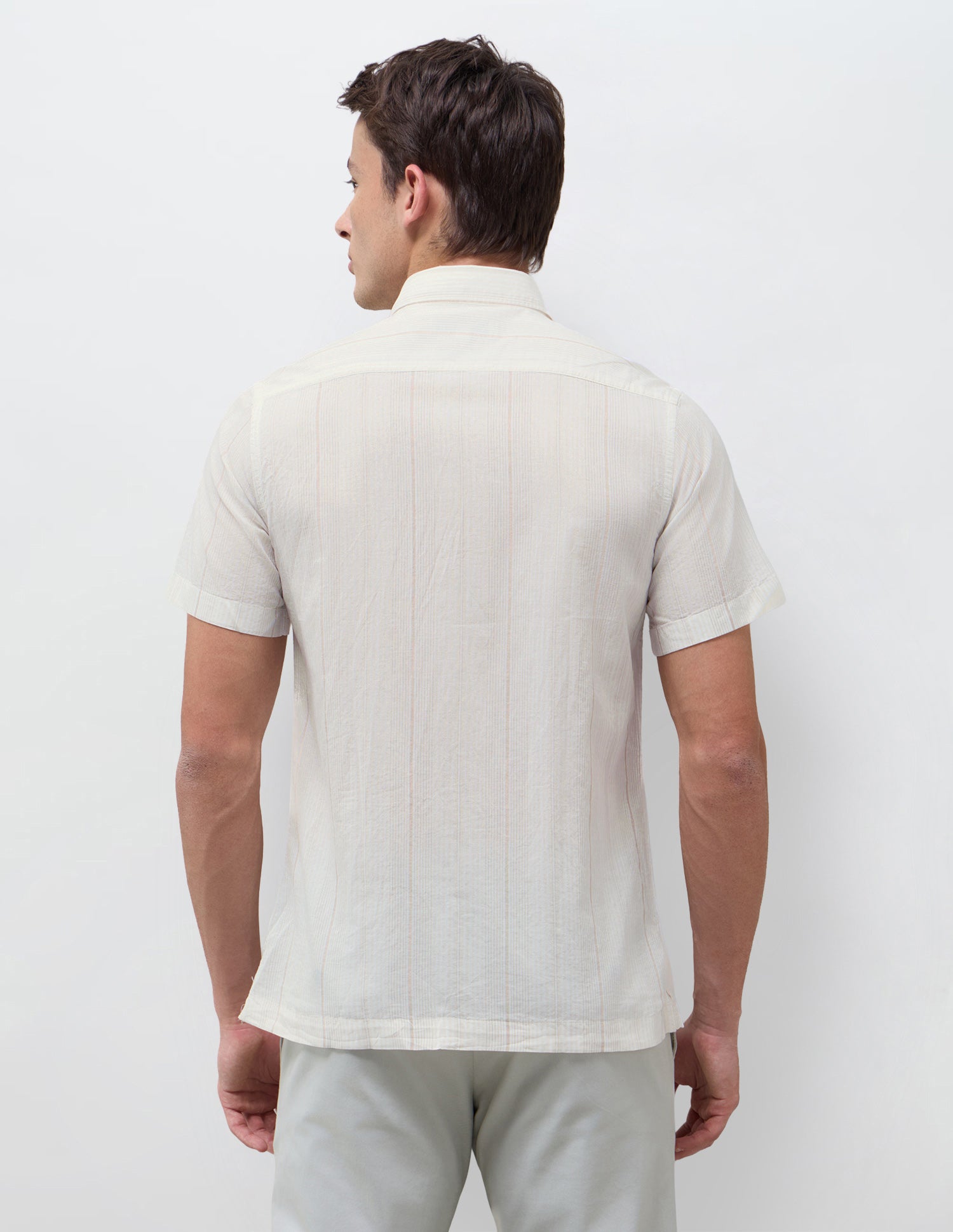 Vertical Striped Regular Fit Shirt Beige - U.S. Polo Assn. India | Large