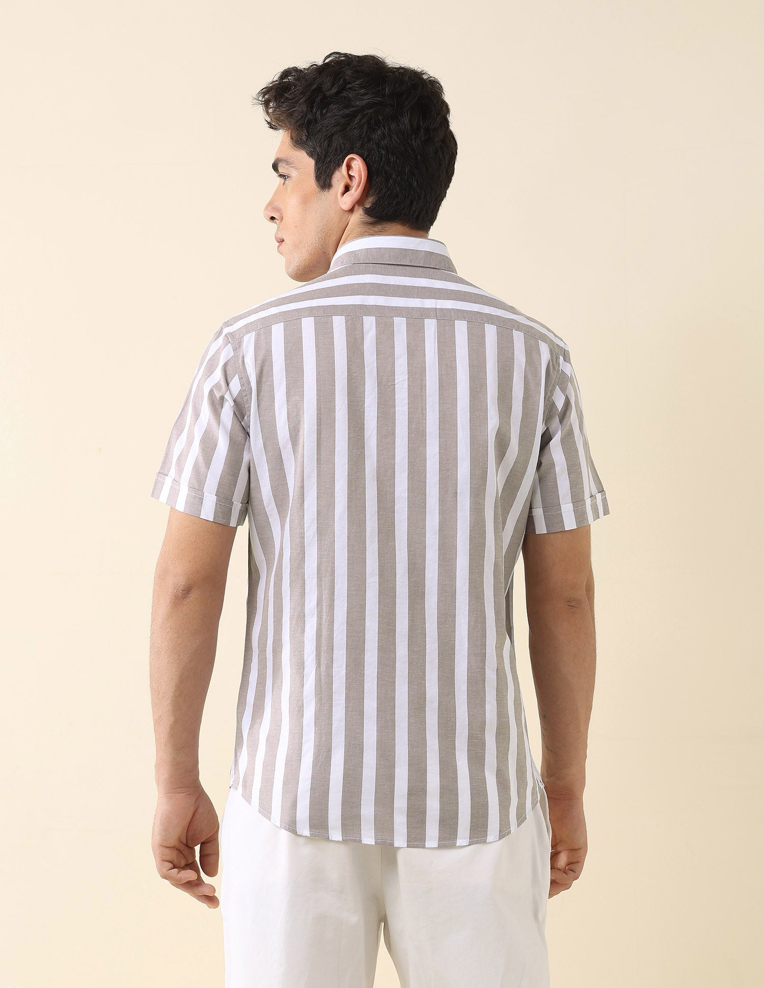 Vertical Striped Tailored Fit Shirt Choco - U.S. Polo Assn. India | Large