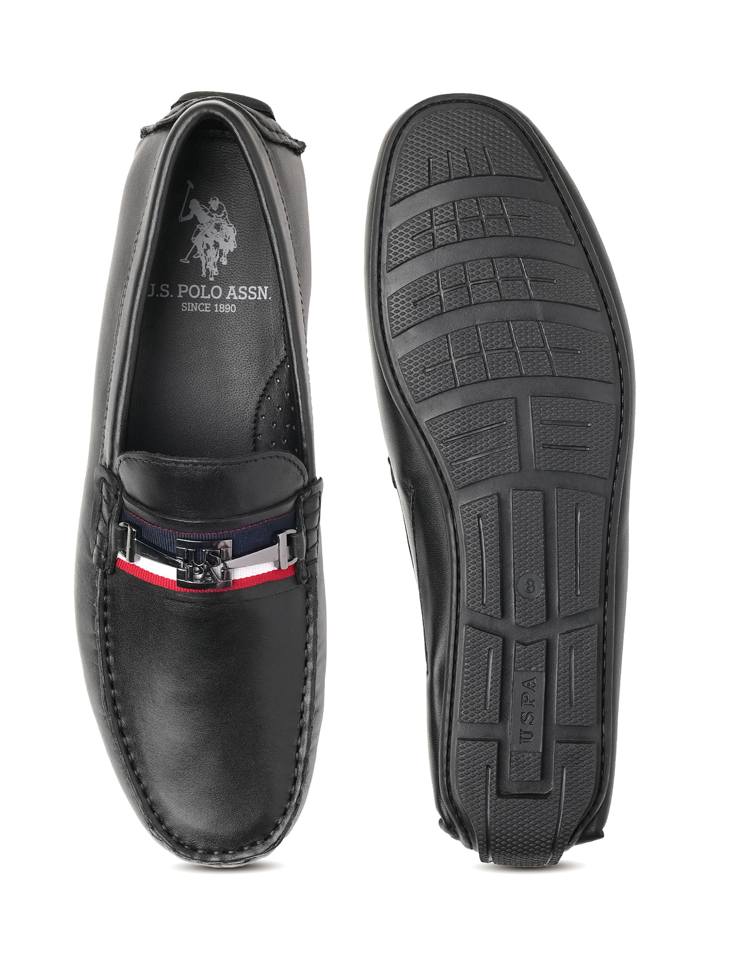 Metallic Logo Patra Slip-Ons Loafers Black - U.S. Polo Assn. India | Large