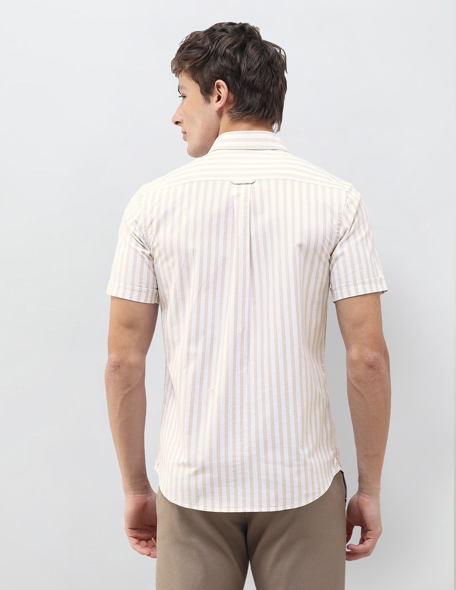 Vertical Striped Regular Fit Shirt Beige - U.S. Polo Assn. India | Large