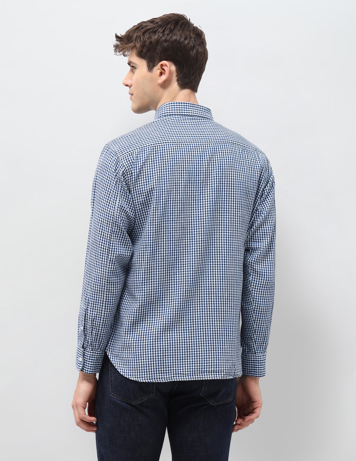 Gingham Checked Relaxed Fit Shirt Indigo - U.S. Polo Assn. India | Large