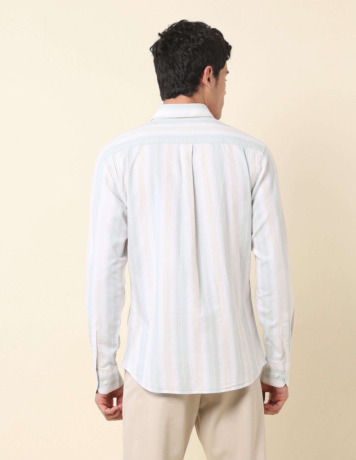 Vertical Striped Twill Shirt Light Green - U.S. Polo Assn. India | Large