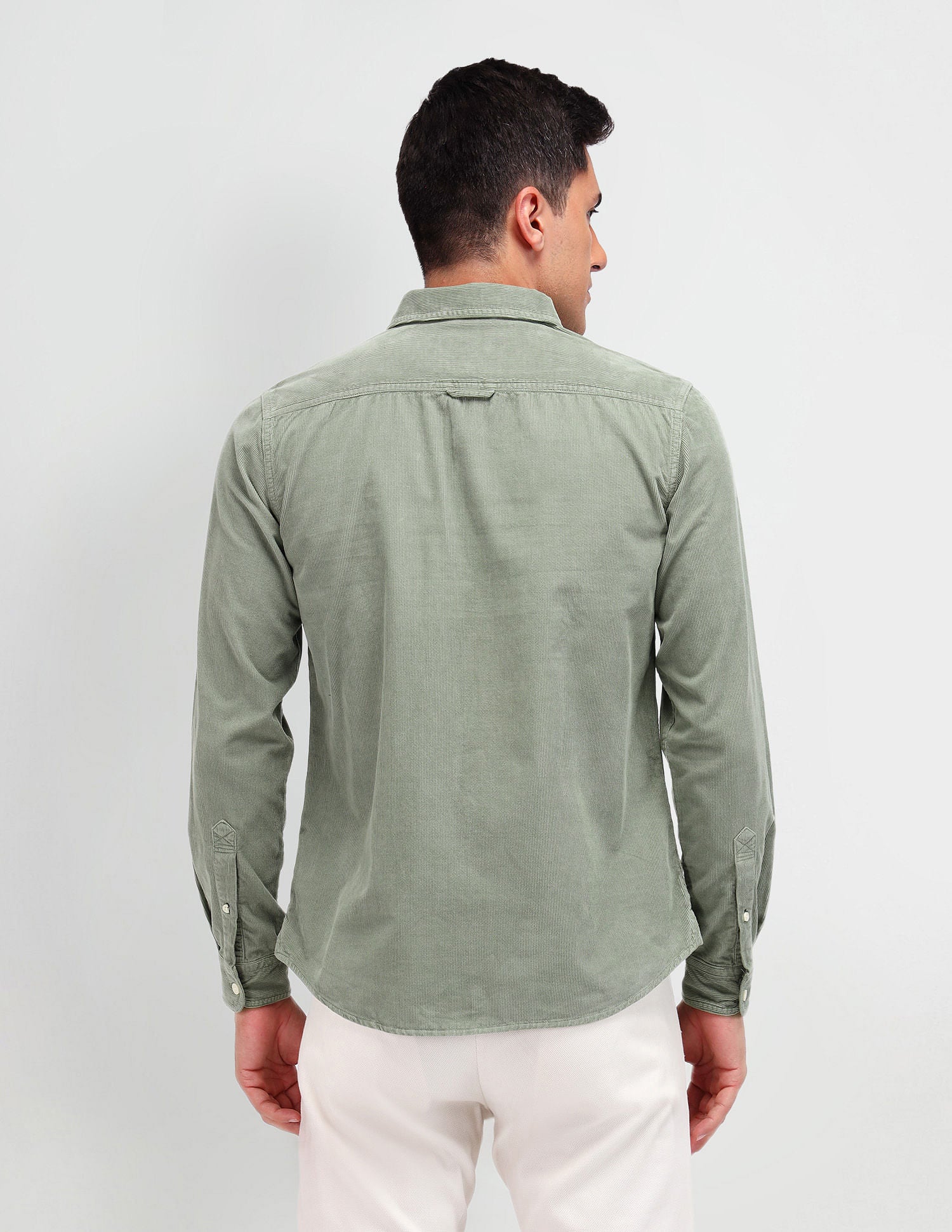 Slim Fit Corduroy Shirt Light Green - U.S. Polo Assn. India | Large