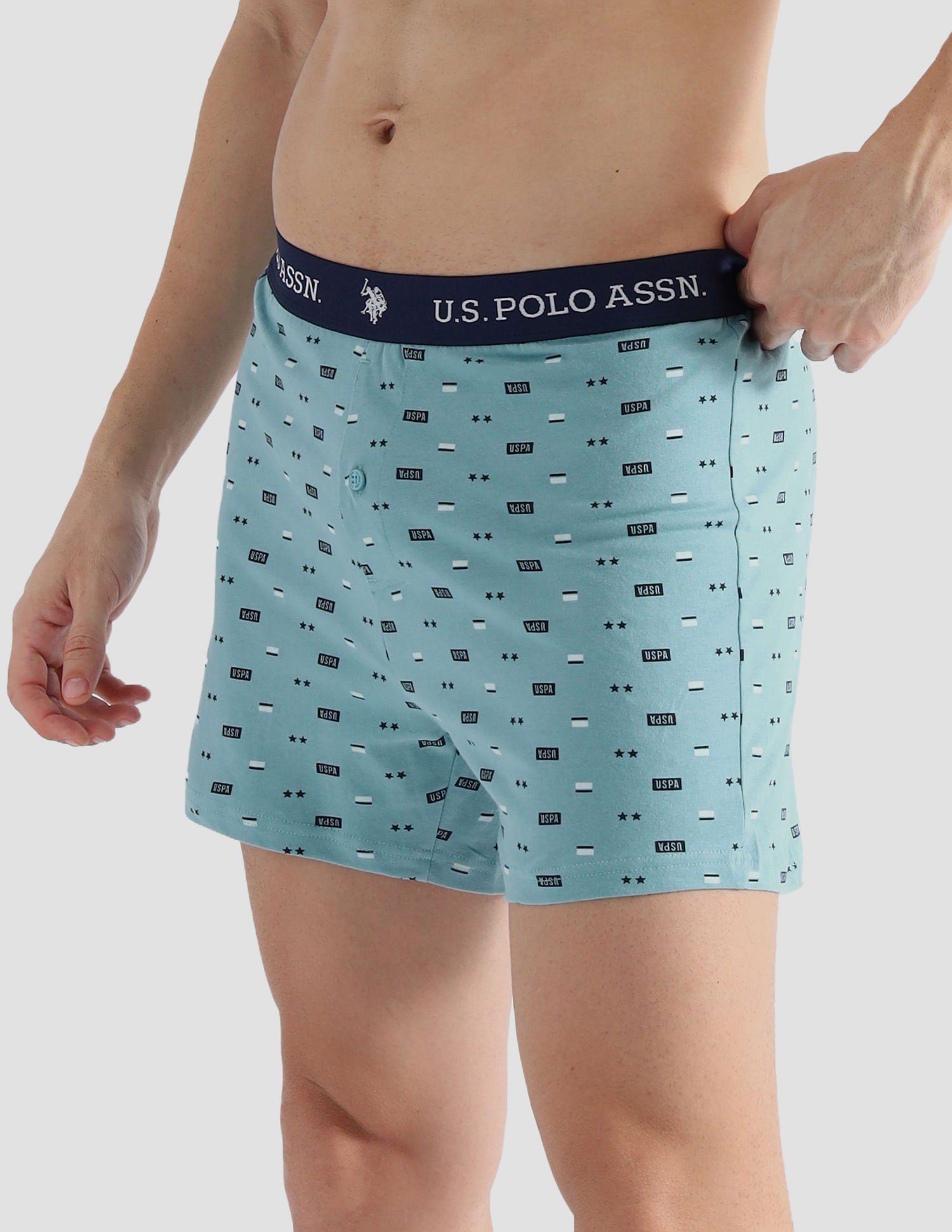 Comfort Regular Fit Solid OEX09 Boxers - Pack of 2 Green Bay and Nile Blue - U.S. POLO ASSN. | Large