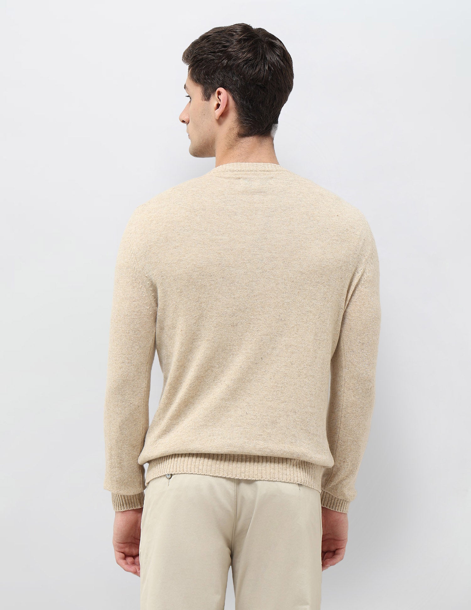 Solid Pattern Regular Fit Sweater Beige - U.S. Polo Assn. India | Large