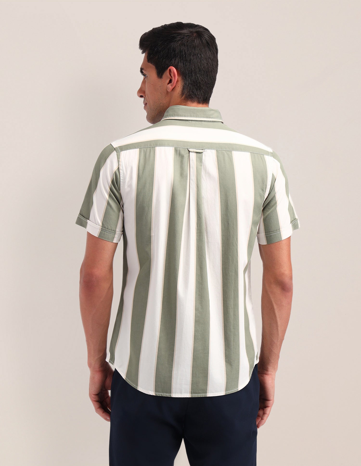 Vertical Striped Poplin Shirt Olive - U.S. Polo Assn. India | Large