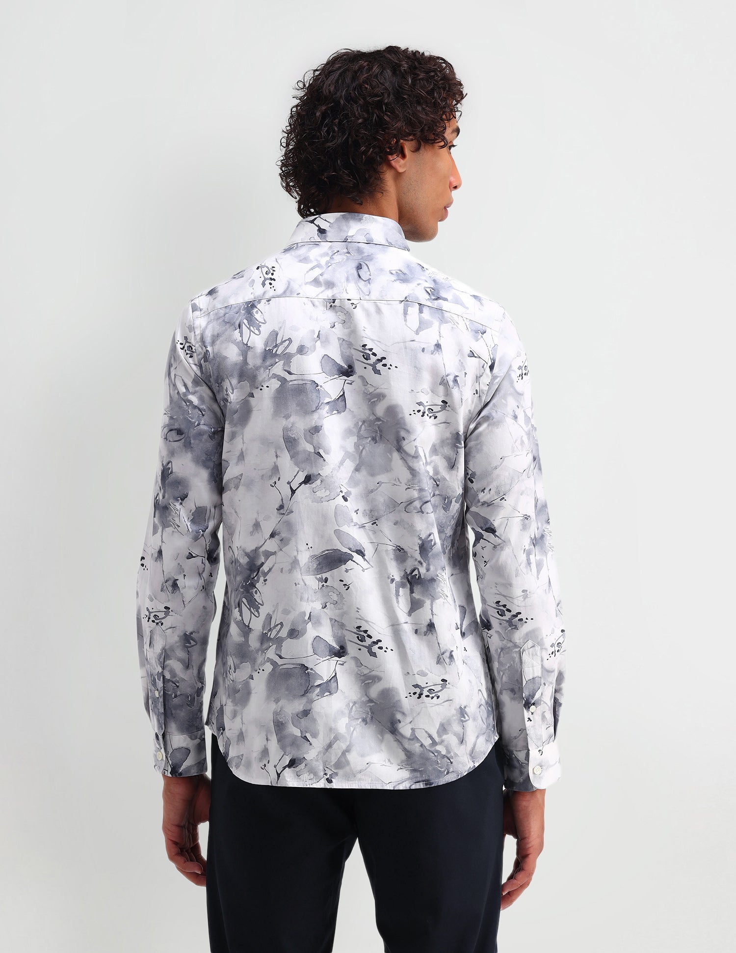 Abstract Pattern Satin Shirt Grey - U.S. Polo Assn. India | Large