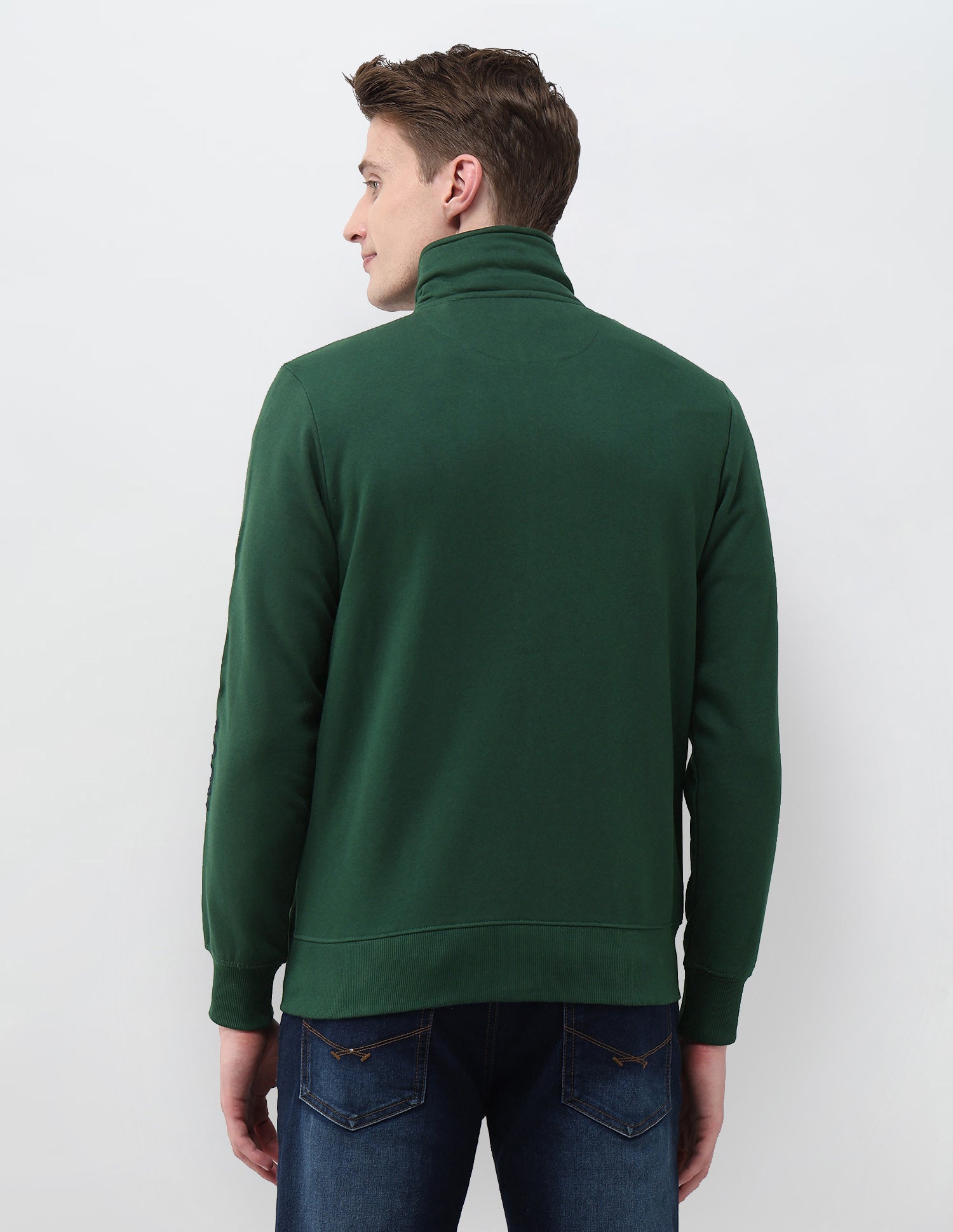 Brand Embroidered Zipper Sweatshirt Dark Green - U.S. Polo Assn. India | Large