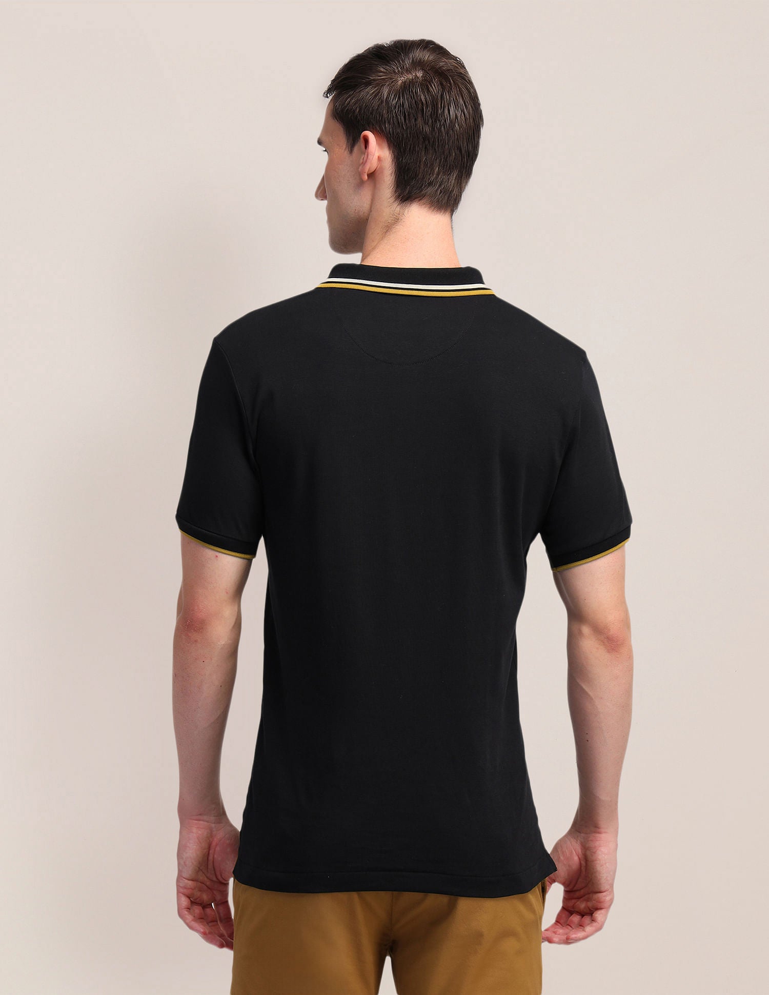 Pure Cotton Solid Slim Fit Polo Shirt Black - U.S. POLO ASSN. | Large