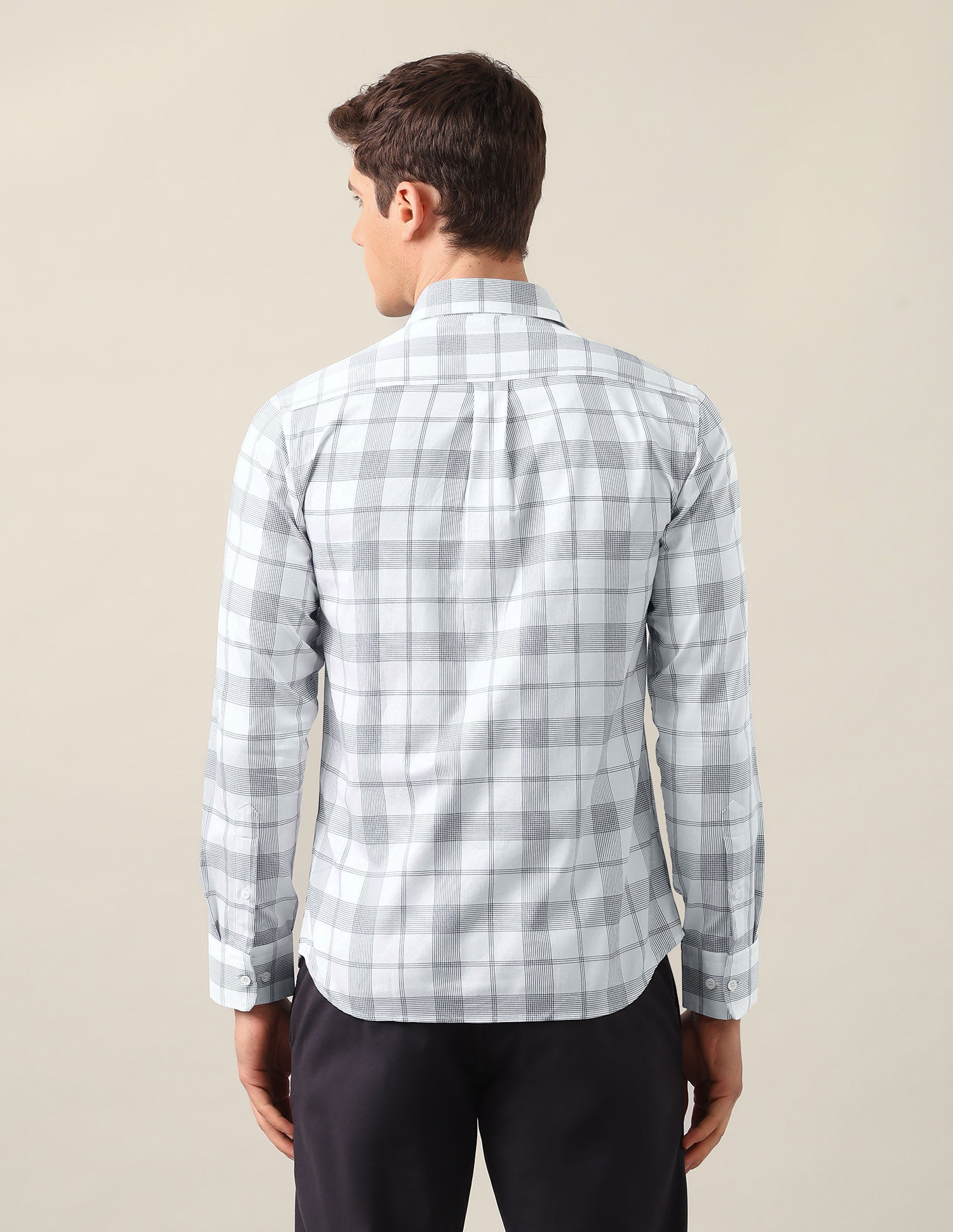 Grid Tattersall Checked Satin Shirt Navy - U.S. Polo Assn. India | Large