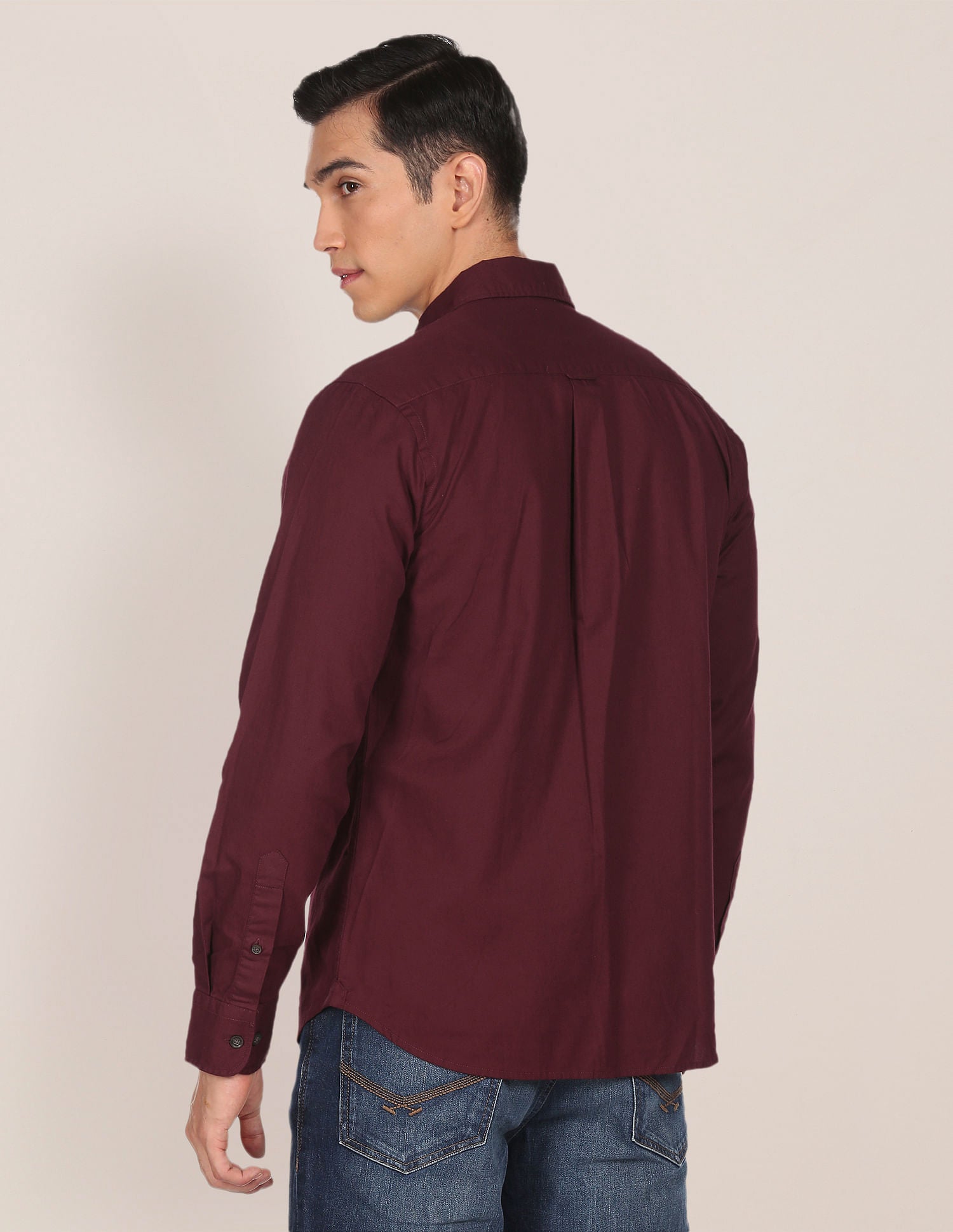 Men Maroon Pure Cotton Solid Casual Shirt Maroon - U.S. POLO ASSN. | Large