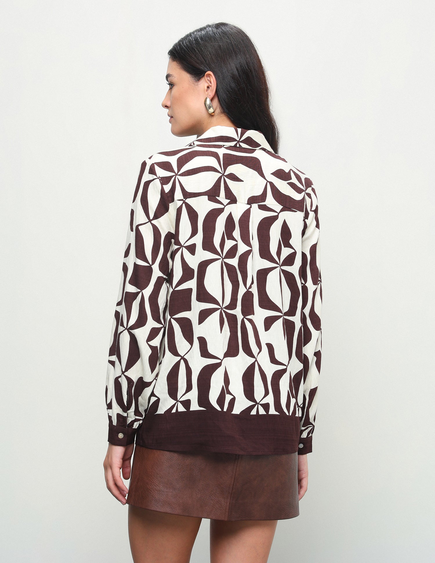 Abstract Printed Relaxed Fit Shirt Dark Brown - U.S. Polo Assn. India | Large