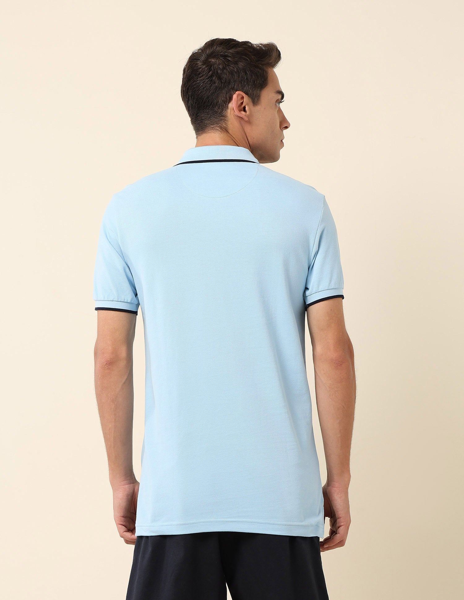 Slim Fit Solid Polo Shirt Light Blue - U.S. Polo Assn. India | Large