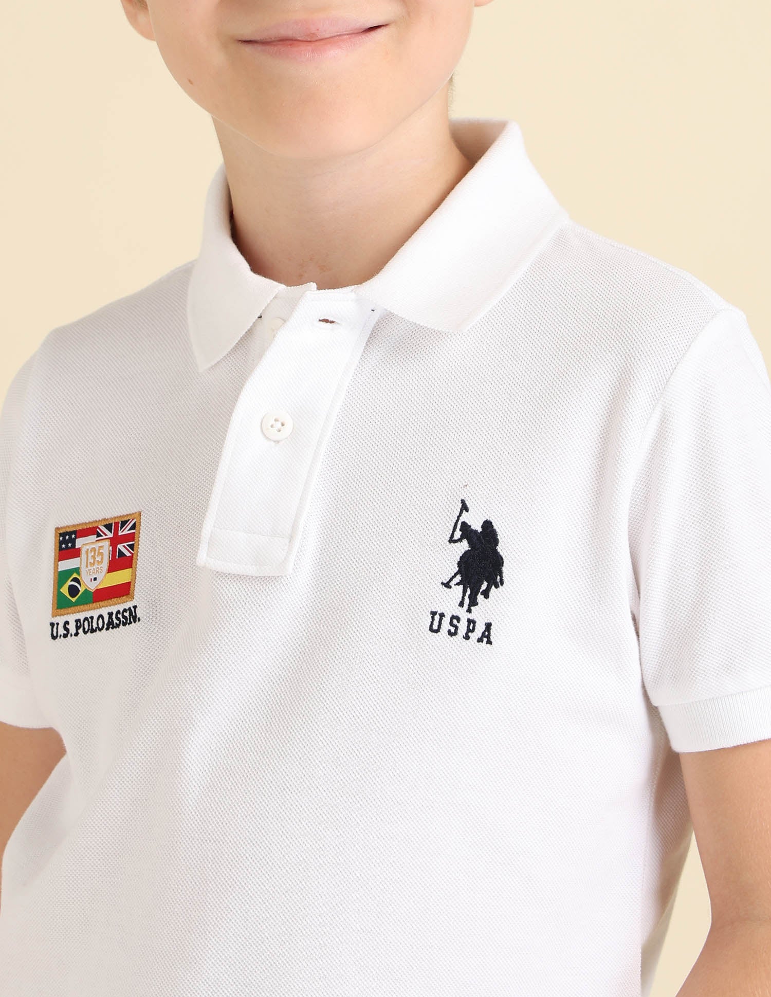 Boys Brand Appliqued Regular Fit Polo Shirt White - U.S. POLO ASSN. | Large