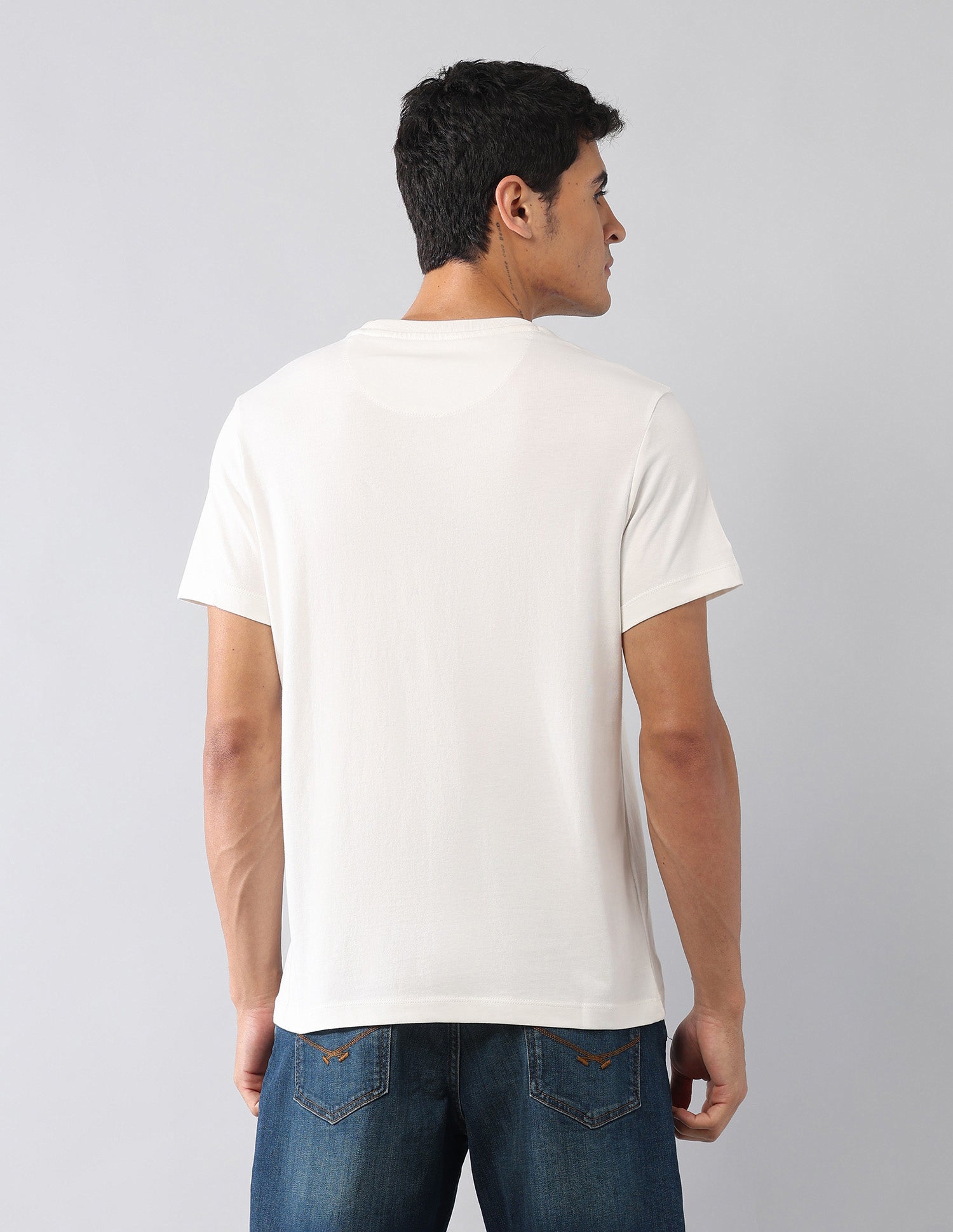Brand Embroidered Muscle Fit Colligiate T-Shirt Ivory - U.S. Polo Assn. India | Large