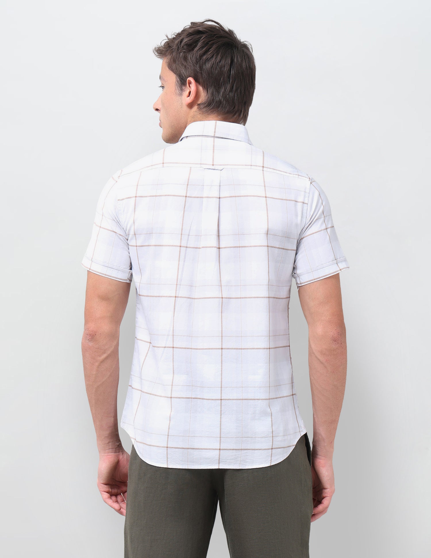 Windowpane Checked Regular Fit Shirt Light Khaki - U.S. Polo Assn. India | Large