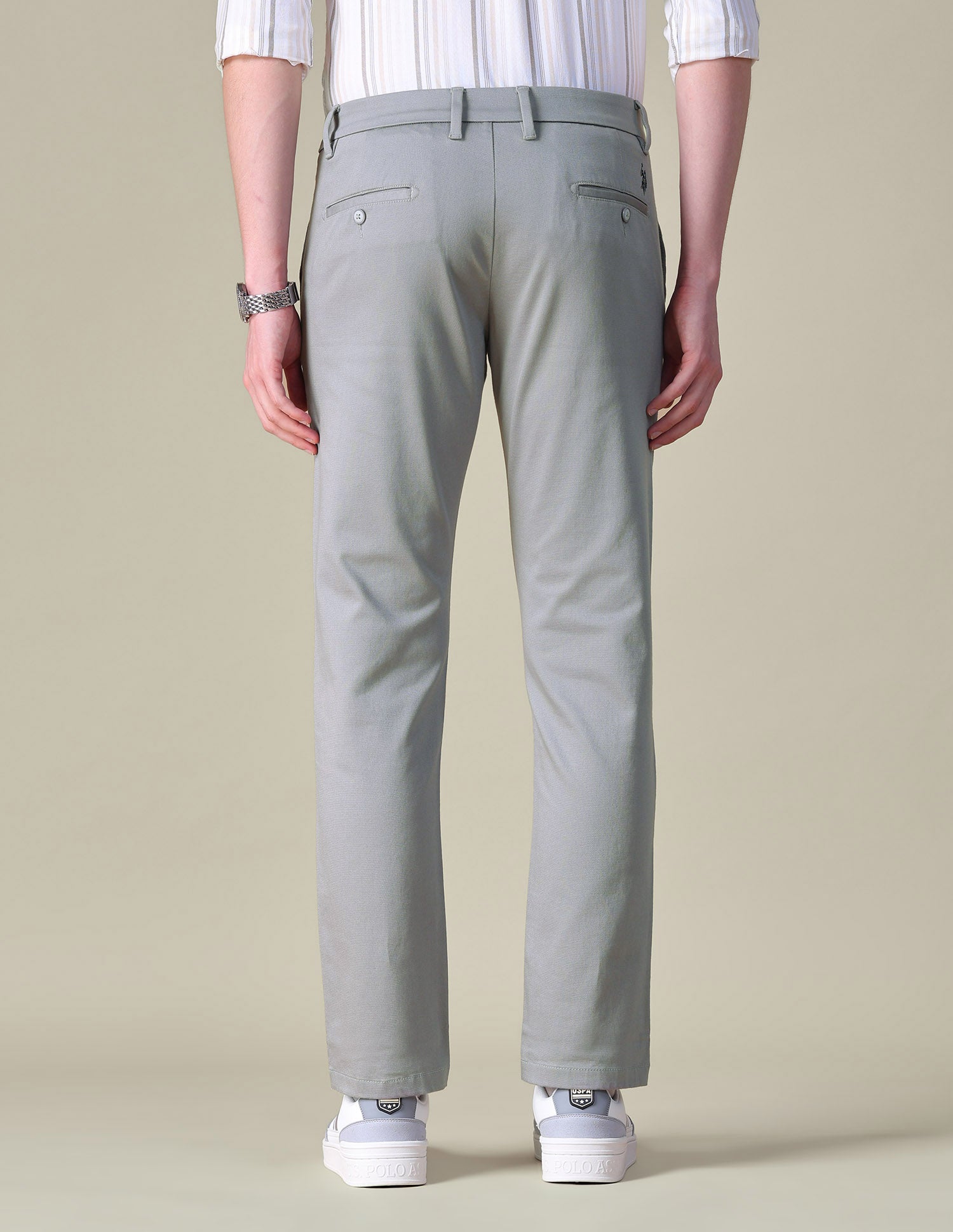 Dobby Denver Slim Fit Trousers Grey - U.S. POLO ASSN. | Large