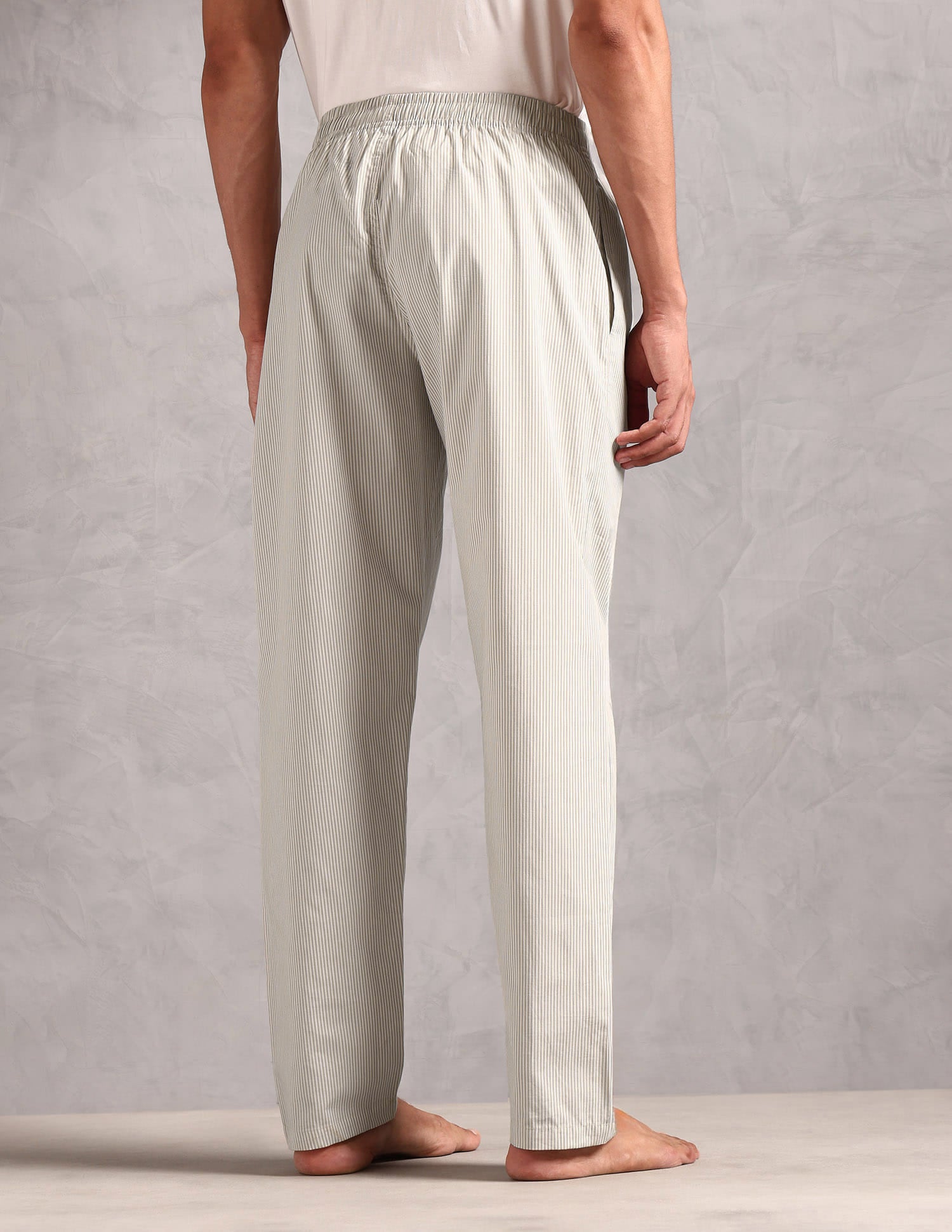 Pure Cotton Striped LP004 Lounge Pants - Pack Of 1 White and Greengrey - U.S. Polo Assn. India | Large