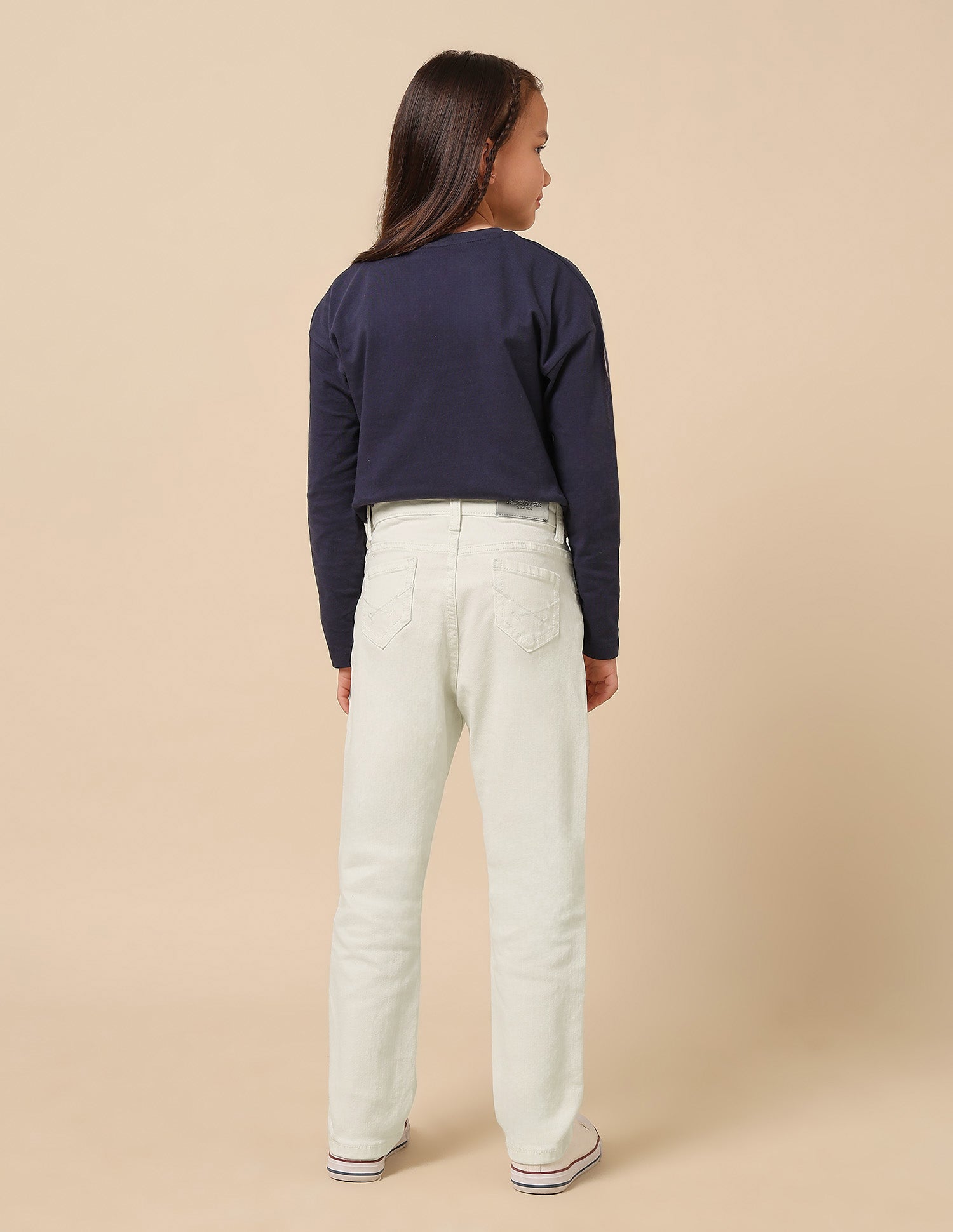 Girls Stars Rhinestone Embellished Jeans White - U.S. POLO ASSN. | Large