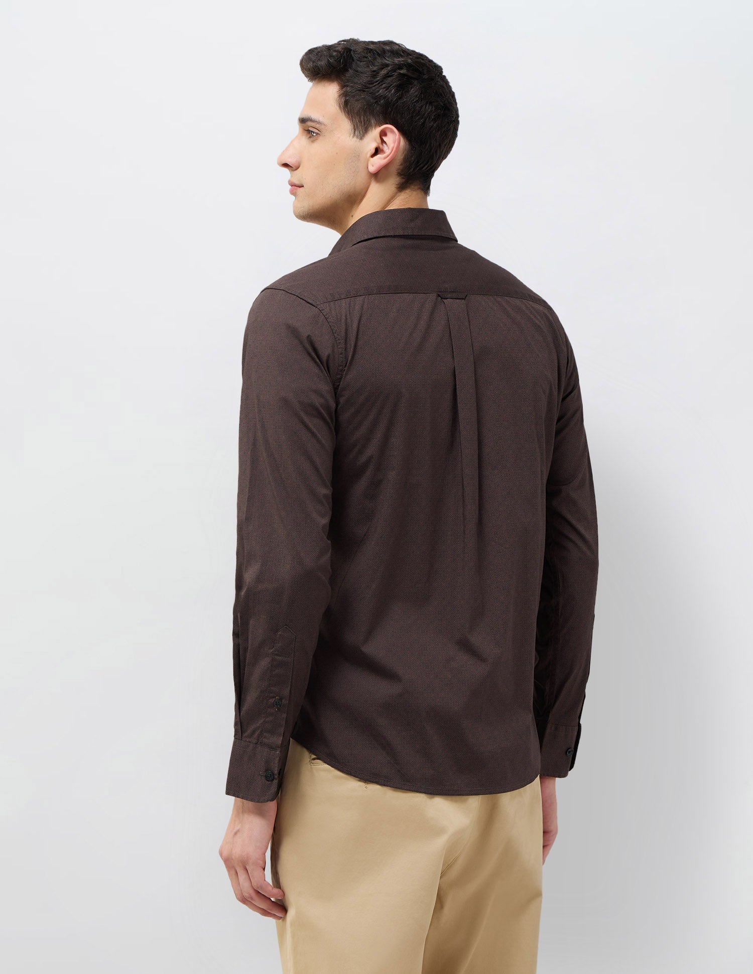 Geometric Printed Tailored Fit Shirt Brown - U.S. POLO ASSN. | Large