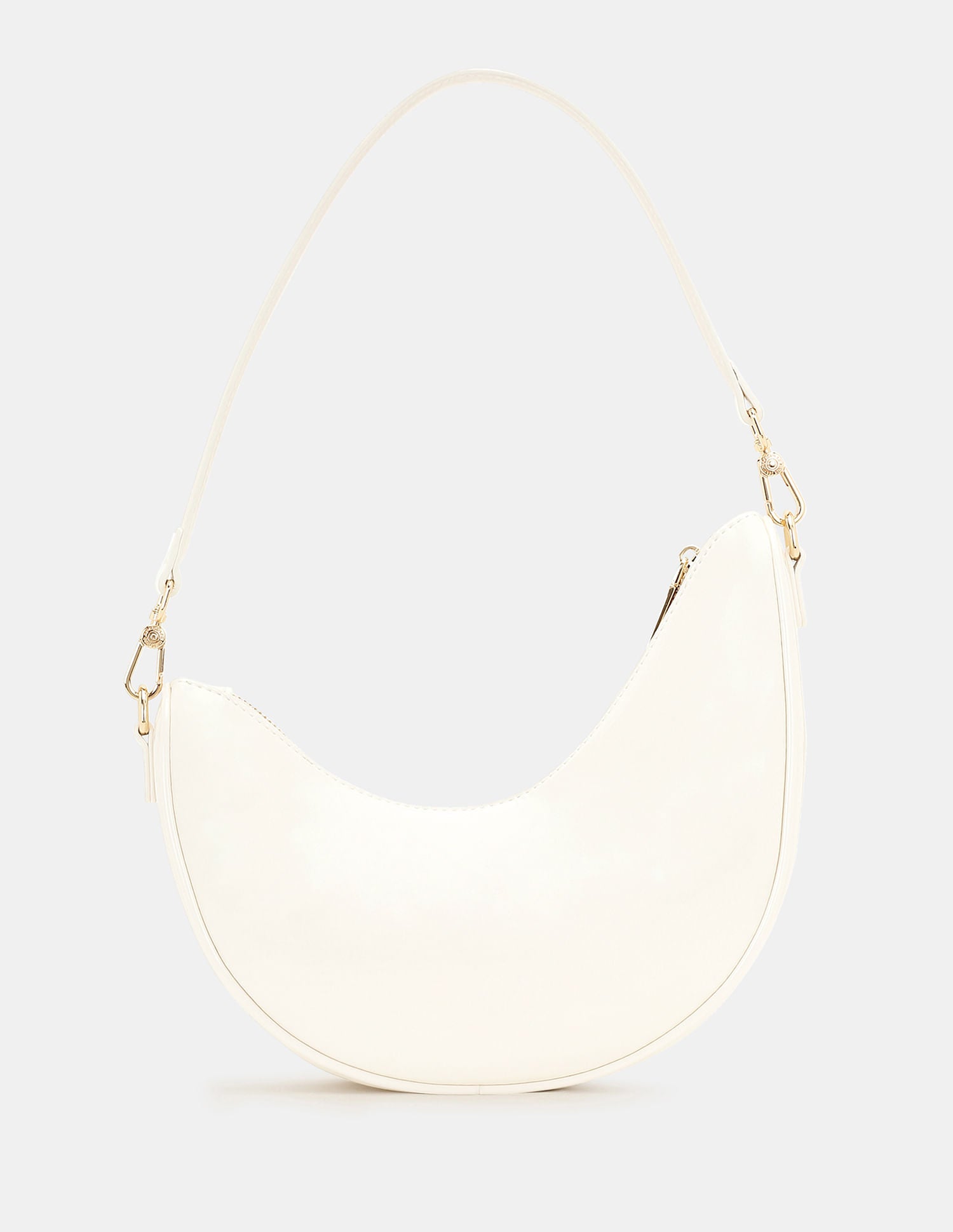 Women Belle Half-Moon Shoulder Bag with Patent Finish White - U.S. POLO ASSN. | Large