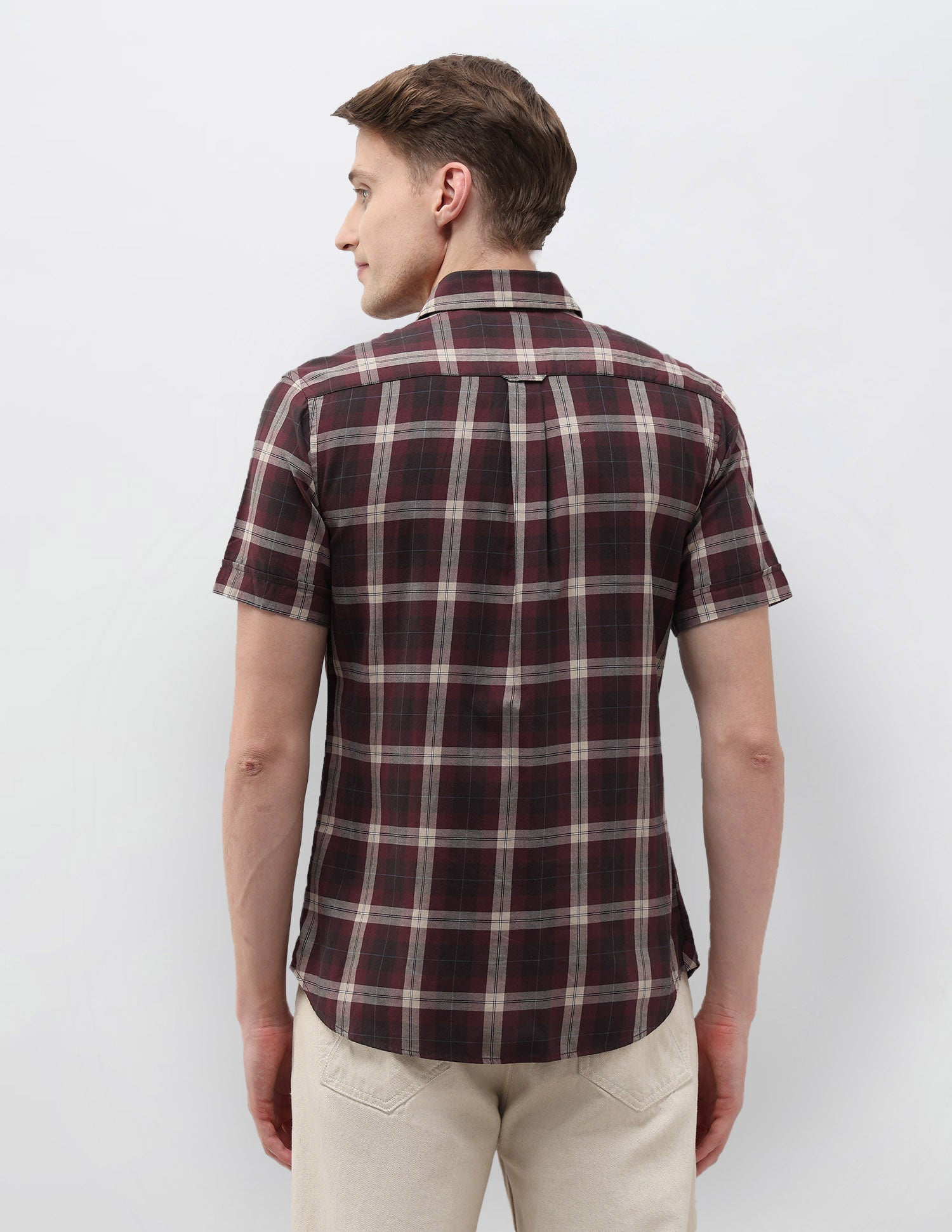 Plaid Checked Tailored Fit Shirt Maroon - U.S. Polo Assn. India | Large