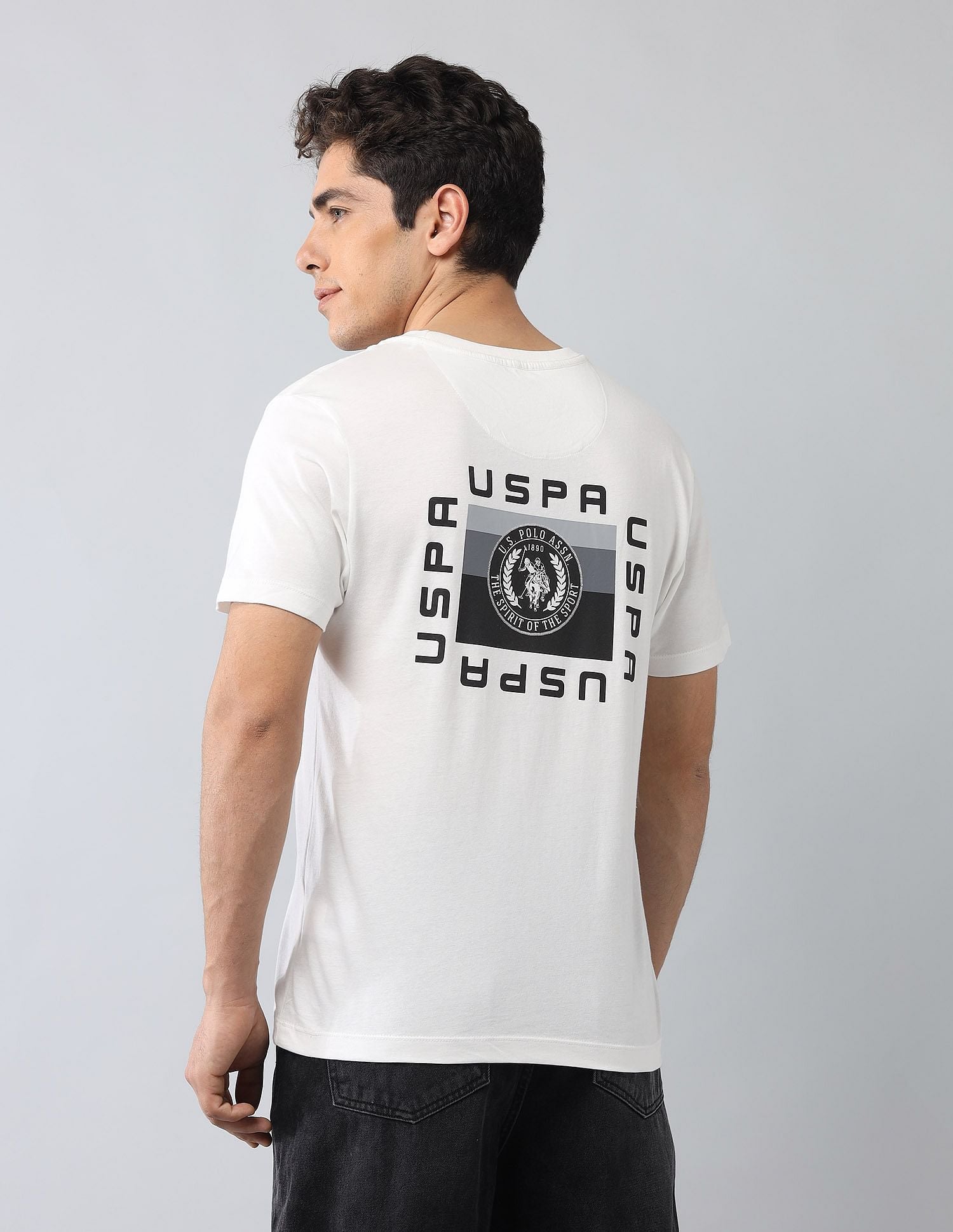 Muscle Fit Graphic Printed T-Shirt Ivory - U.S. Polo Assn. India | Large