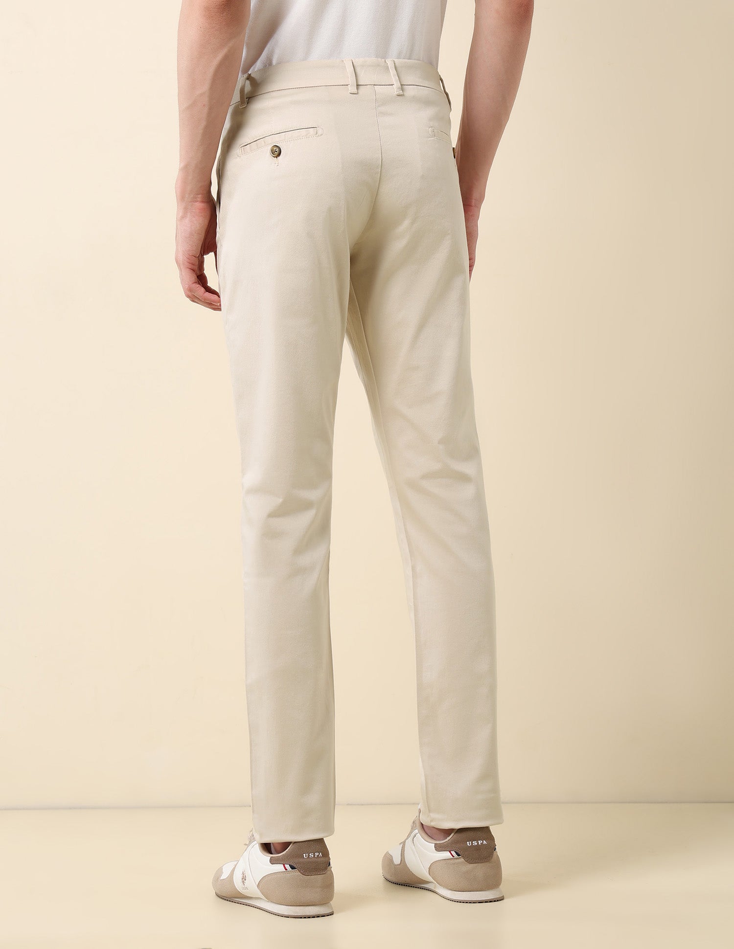 Slim Fit Mid Rise Trousers Beige - U.S. Polo Assn. India | Large